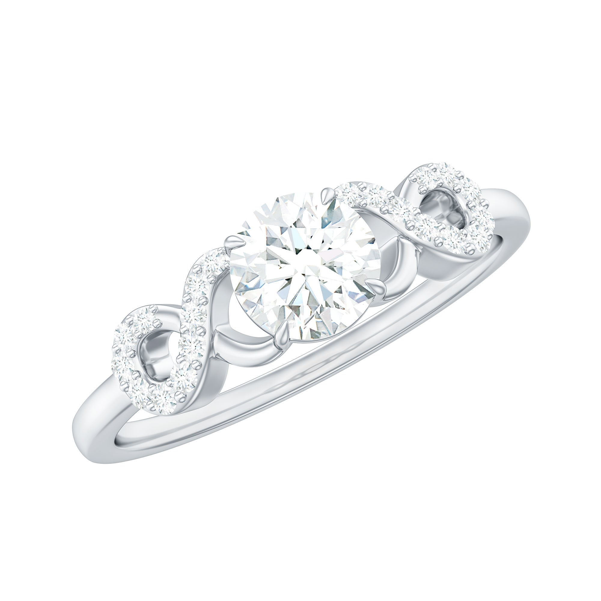 Certified Round Moissanite Infinity Promise Ring for Her D-VS1 - Rosec Jewels