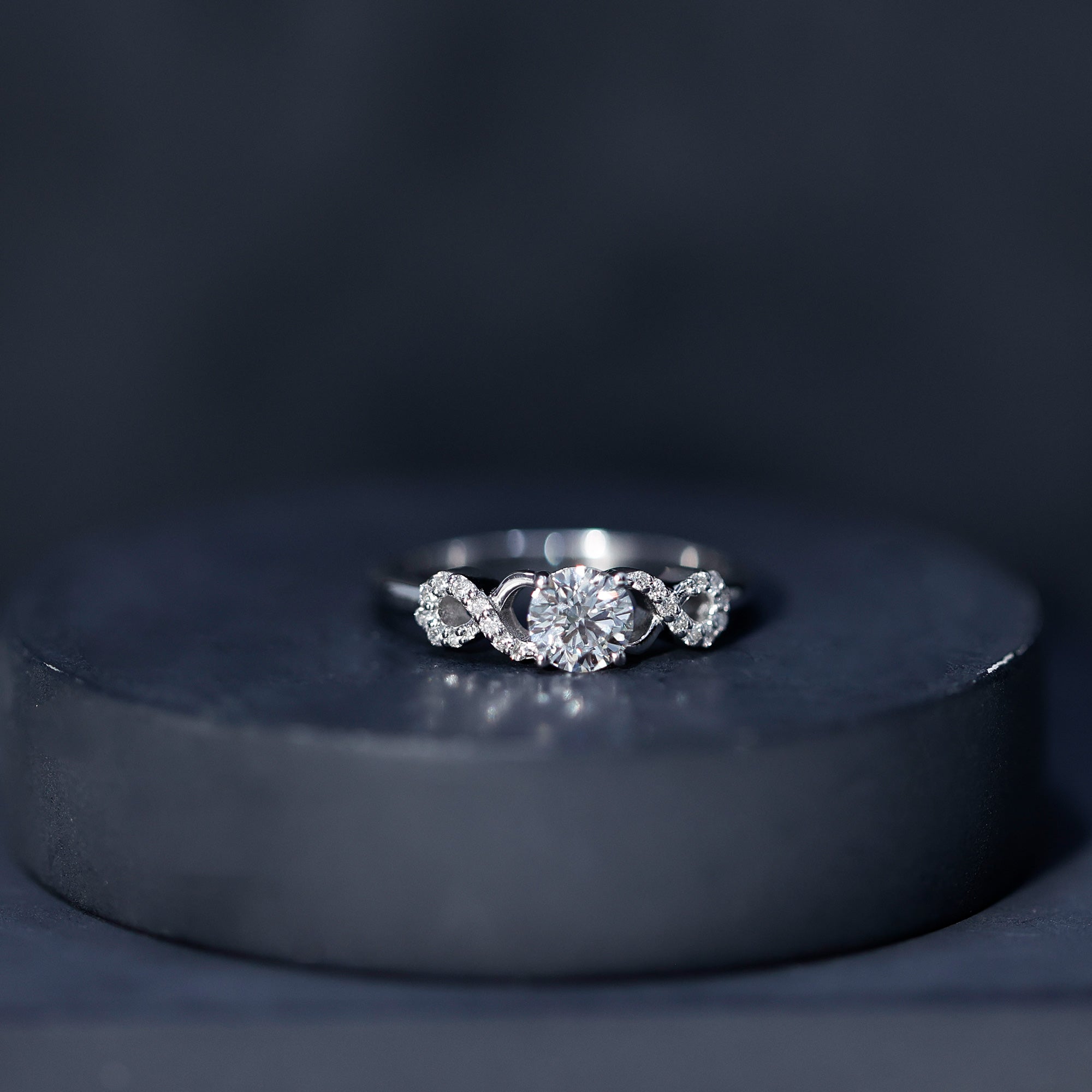 Certified Round Moissanite Infinity Promise Ring for Her D-VS1 - Rosec Jewels
