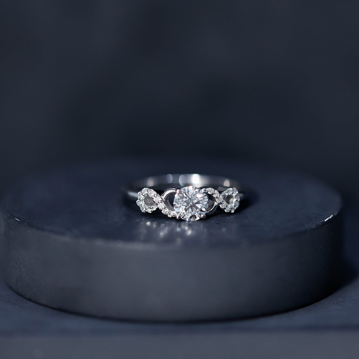 Certified Round Moissanite Infinity Promise Ring for Her D-VS1 - Rosec Jewels