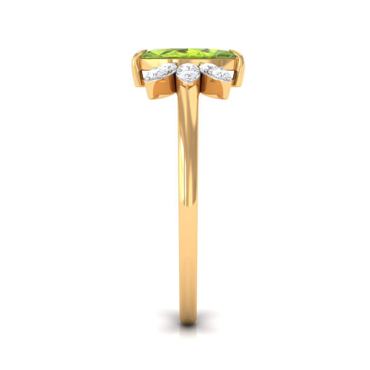 1 CT Marquise Cut Peridot Promise Ring with Diamond Stones AAA - Rosec Jewels