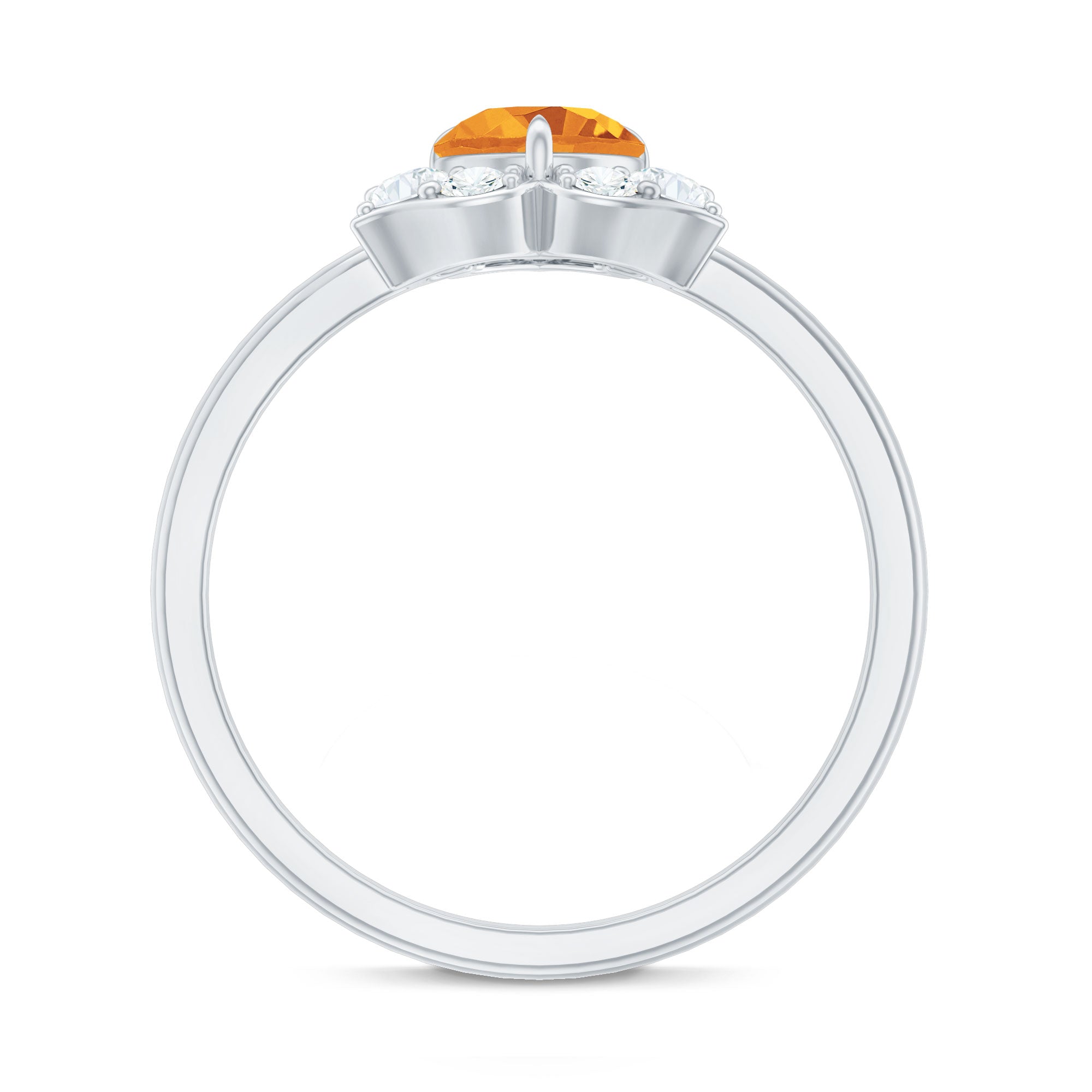 Rosec Jewels-Certified Natural Citrine Designer Flower Engagement Ring with Diamond
