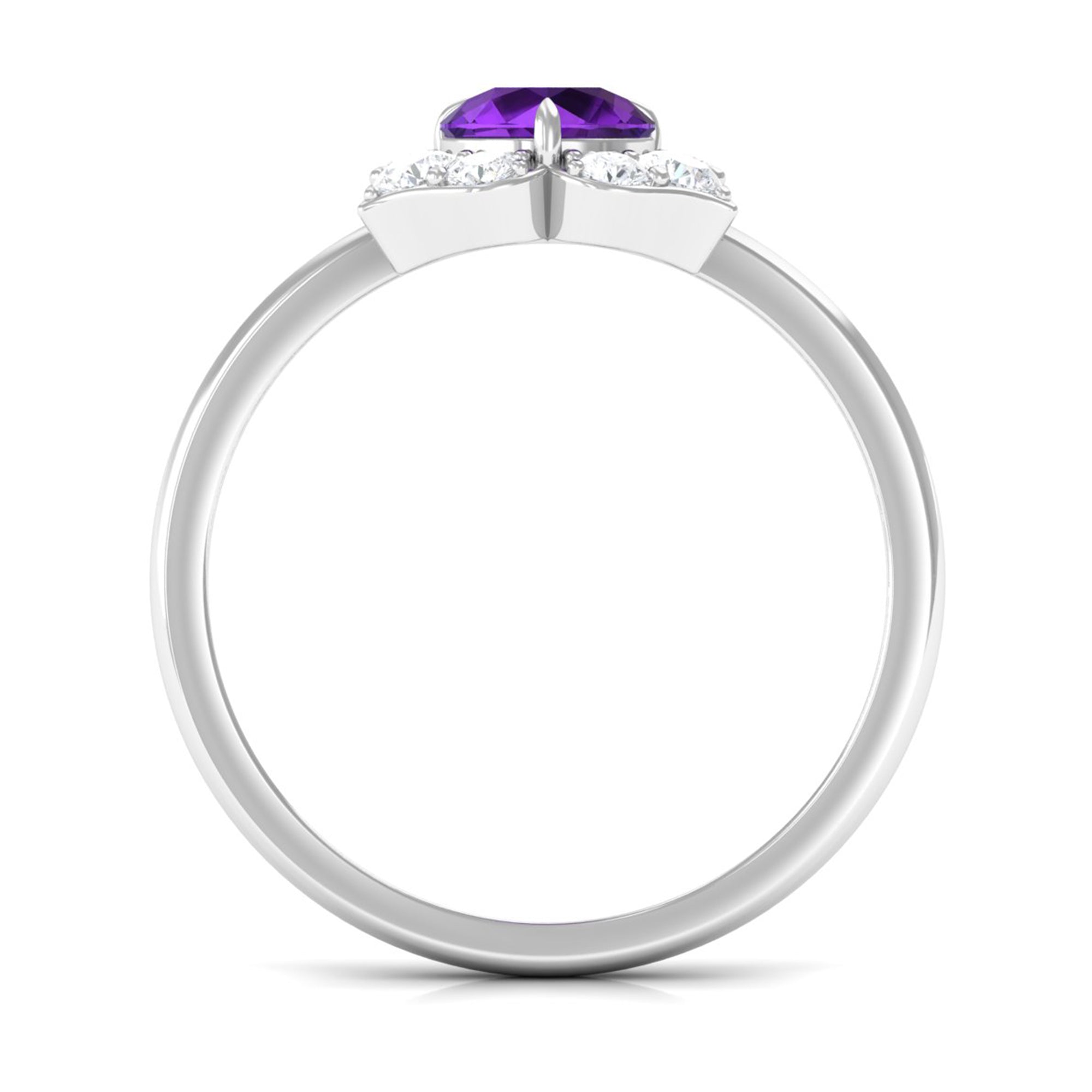 Real Amethyst Flower Engagement Ring with Diamond AAA - Rosec Jewels