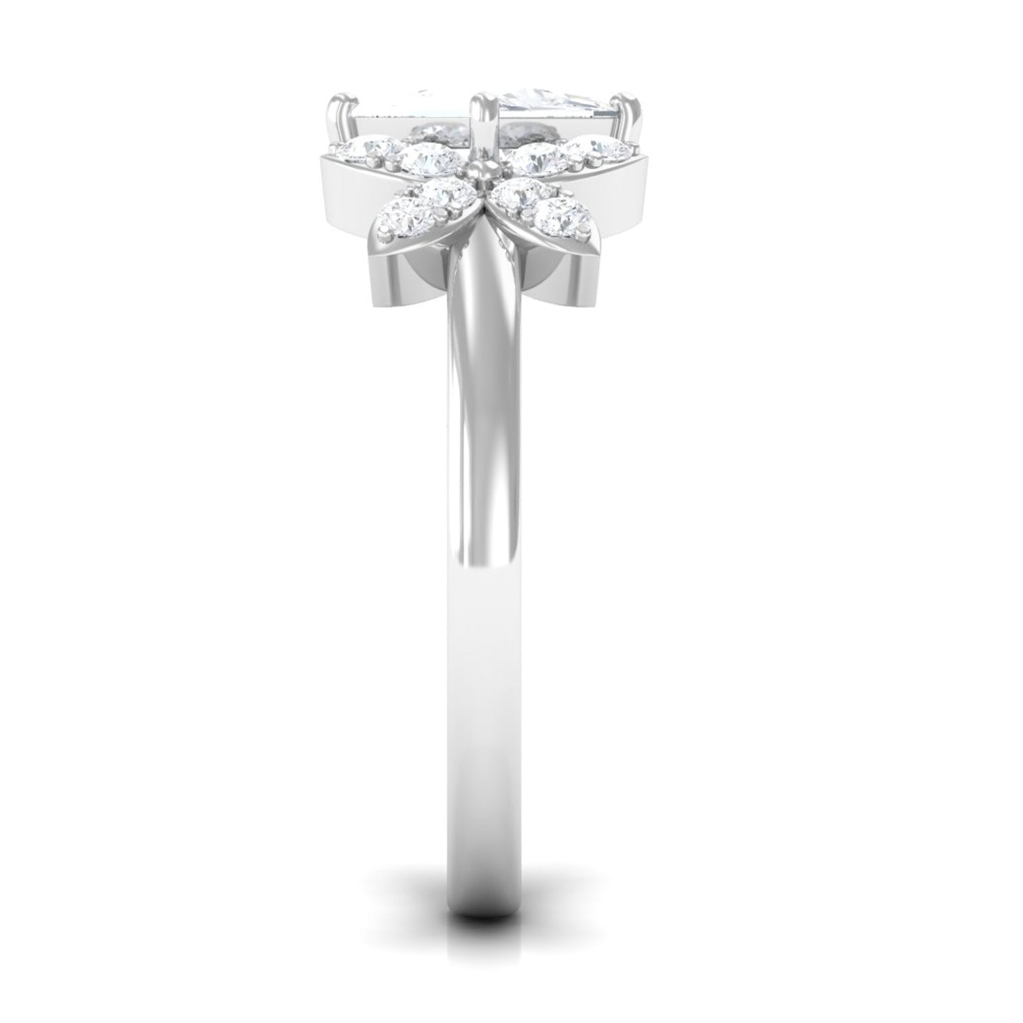 Zircon Floral Inspired Engagement Ring AAAA - Rosec Jewels