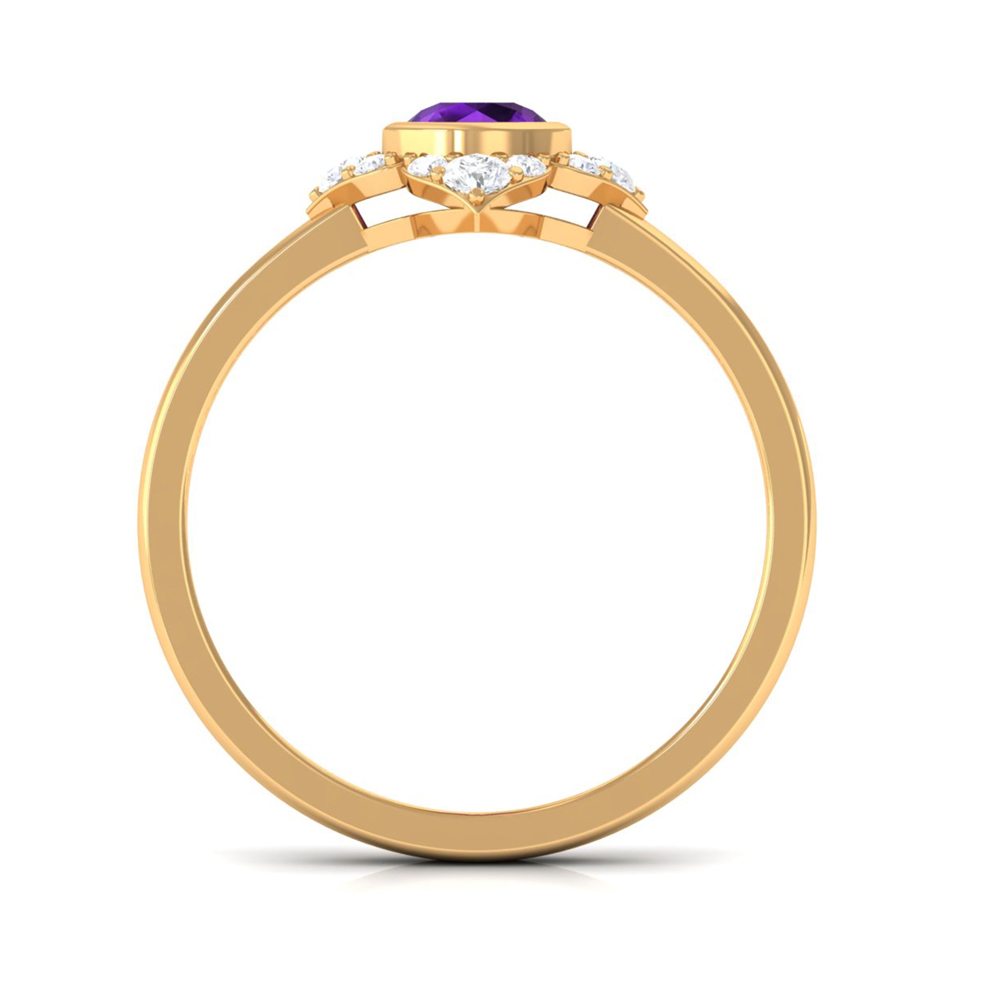 3/4 CT Bezel Set Amethyst Flower Engagement Ring with Diamond AAA - Rosec Jewels
