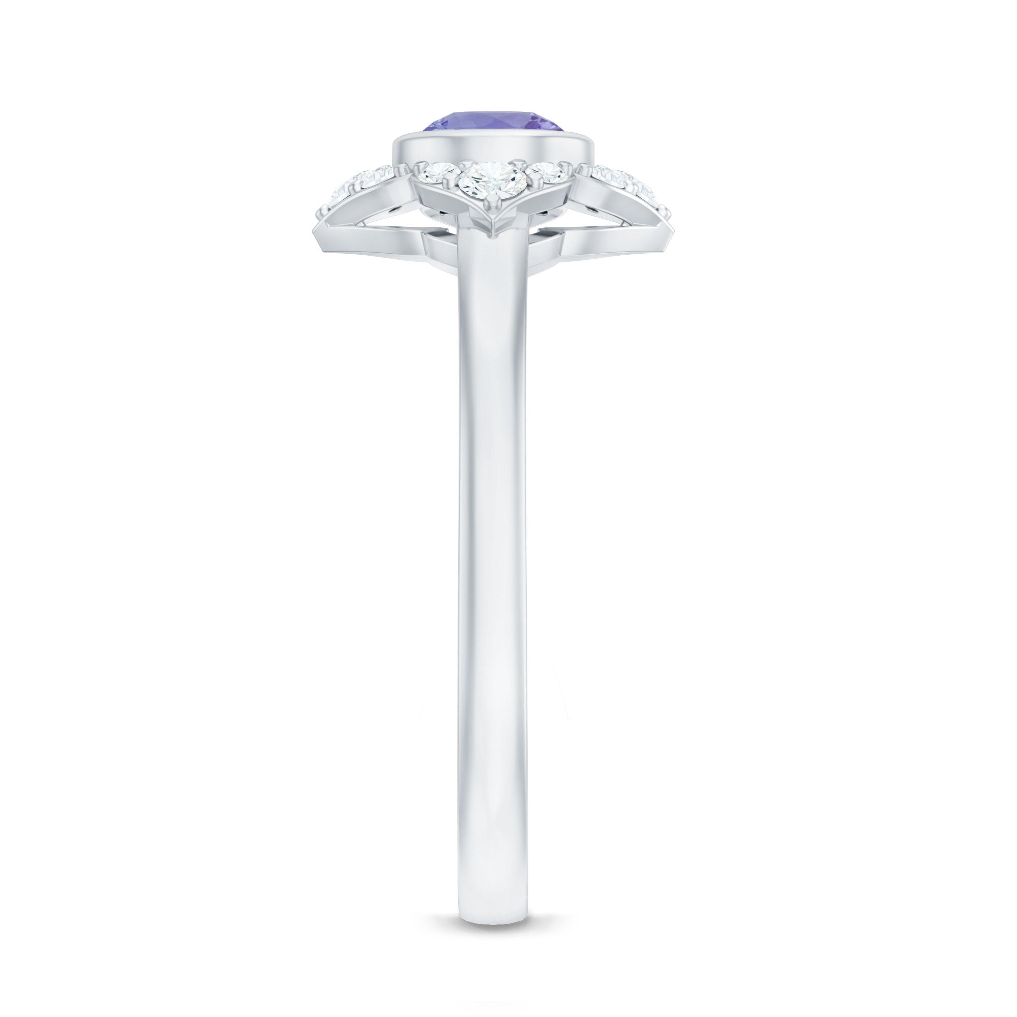 Certified Real Tanzanite Flower Engagement Ring with Diamond AAA - Rosec Jewels