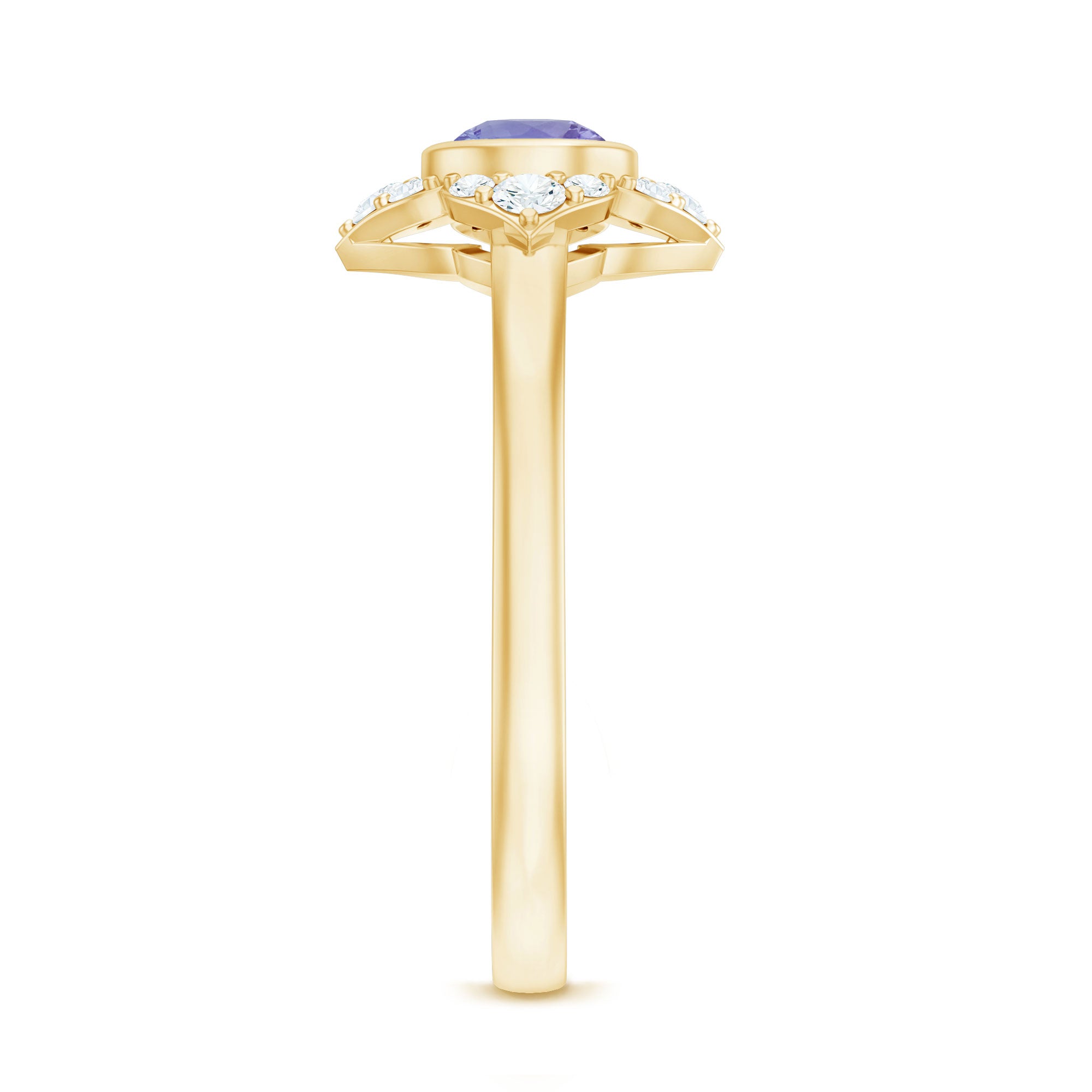 Certified Real Tanzanite Flower Engagement Ring with Diamond AAA - Rosec Jewels