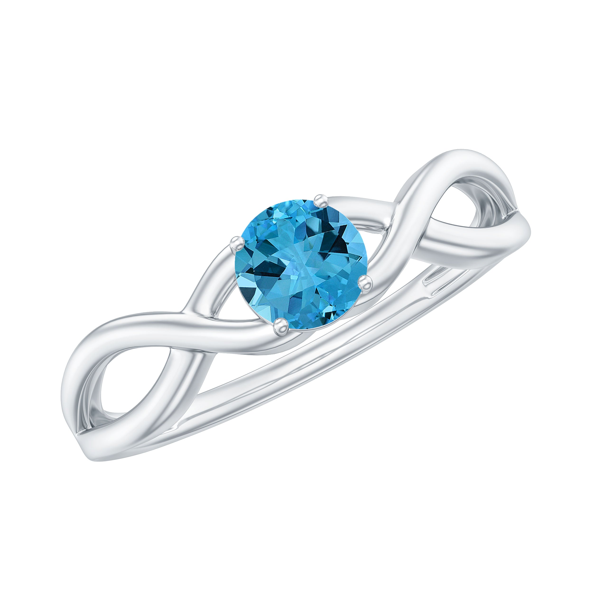 0.25 CT Natural Swiss Blue Topaz Solitaire Ring in Prong Setting