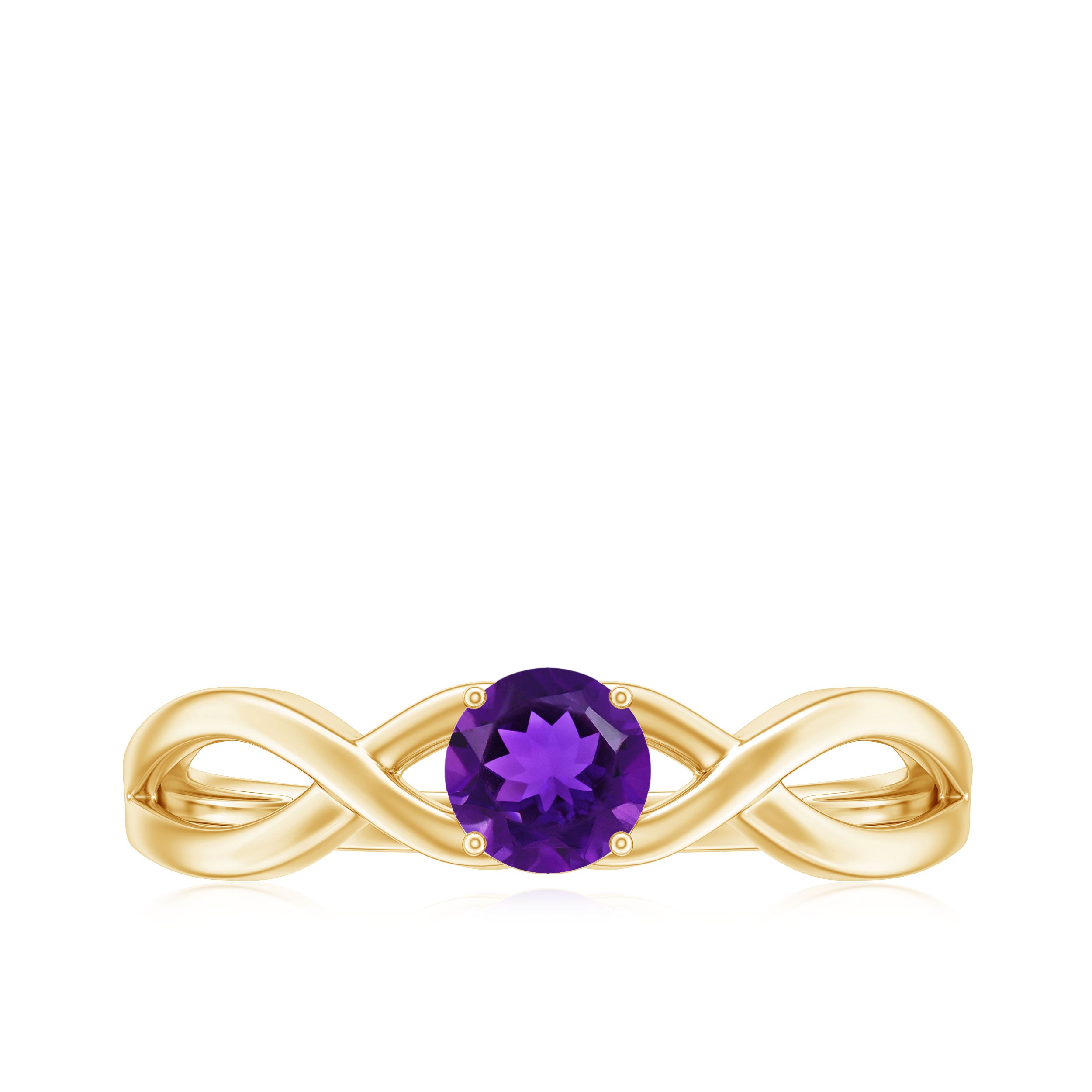Solitaire Amethyst Crossover Engagement Ring AAA - Rosec Jewels