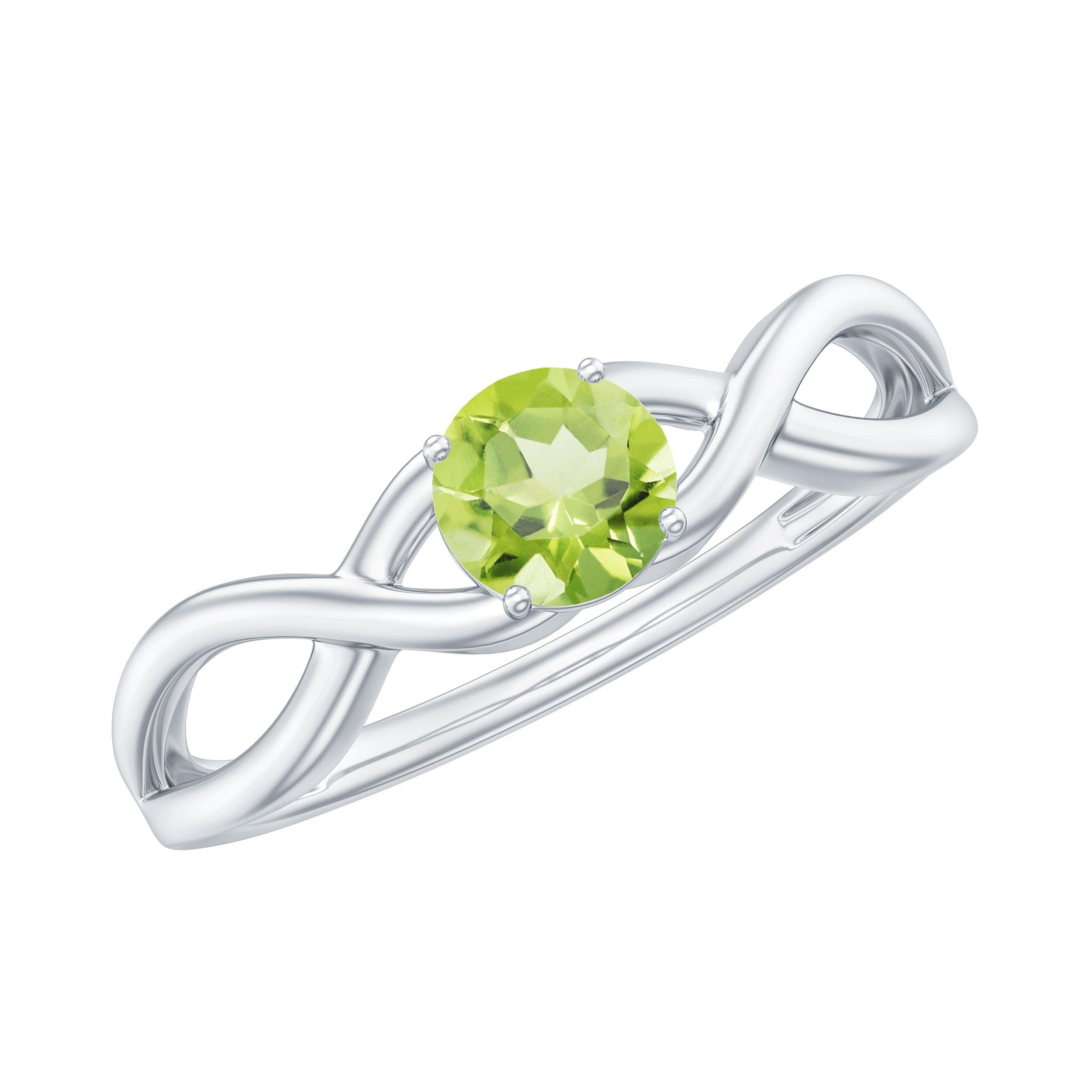 Rosec Jewels-Natural Half Carat Peridot Promise Ring with Crossover Shank