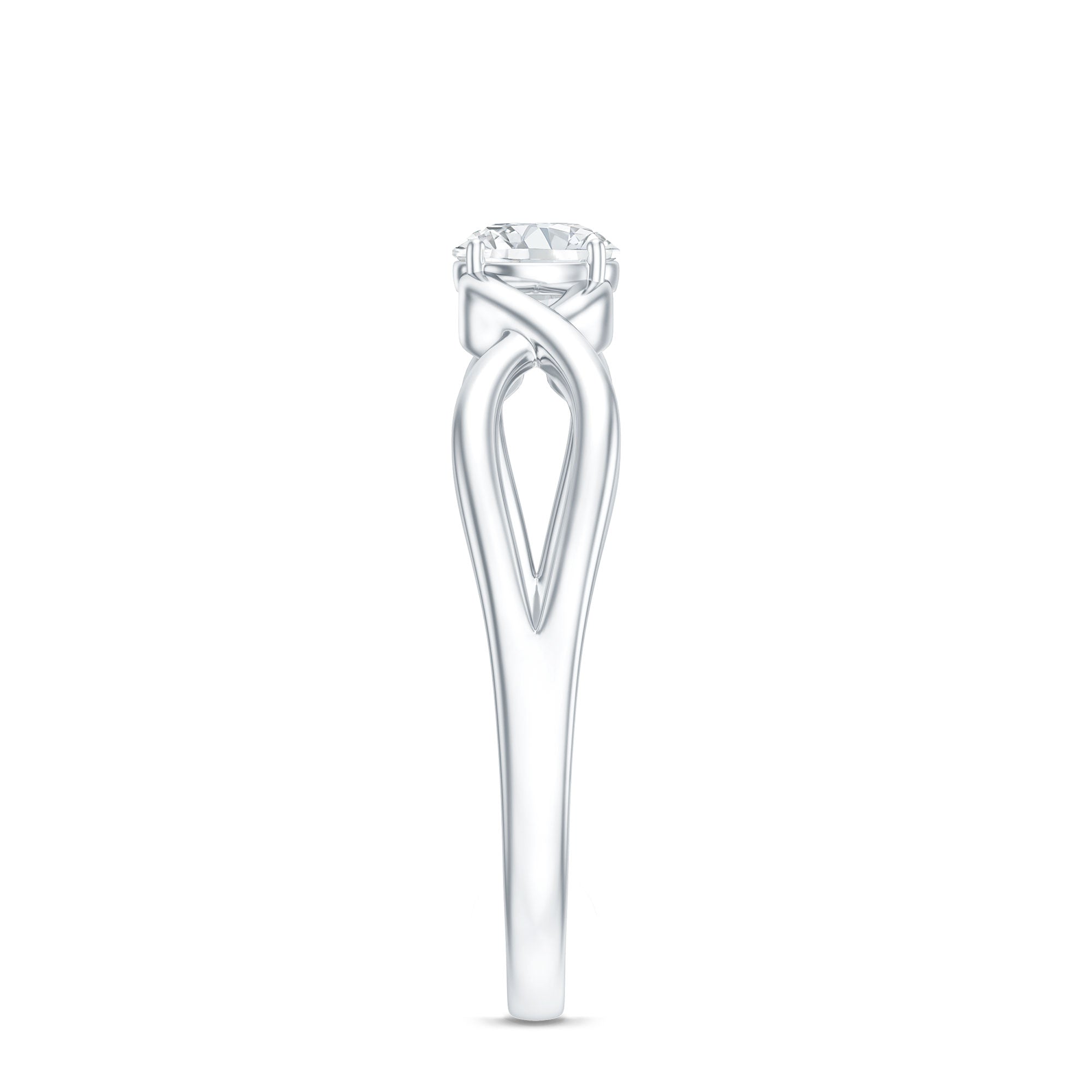 Round Moissanite Solitaire Promise Ring with Infinity Band D-VS1 - Rosec Jewels
