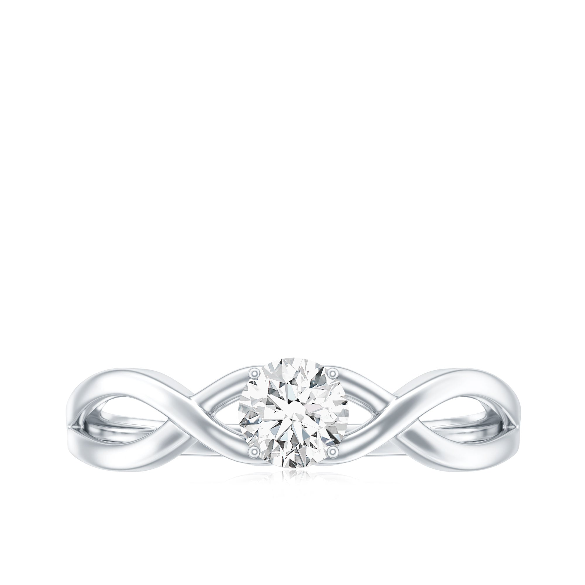 Round Moissanite Solitaire Promise Ring with Infinity Band D-VS1 - Rosec Jewels
