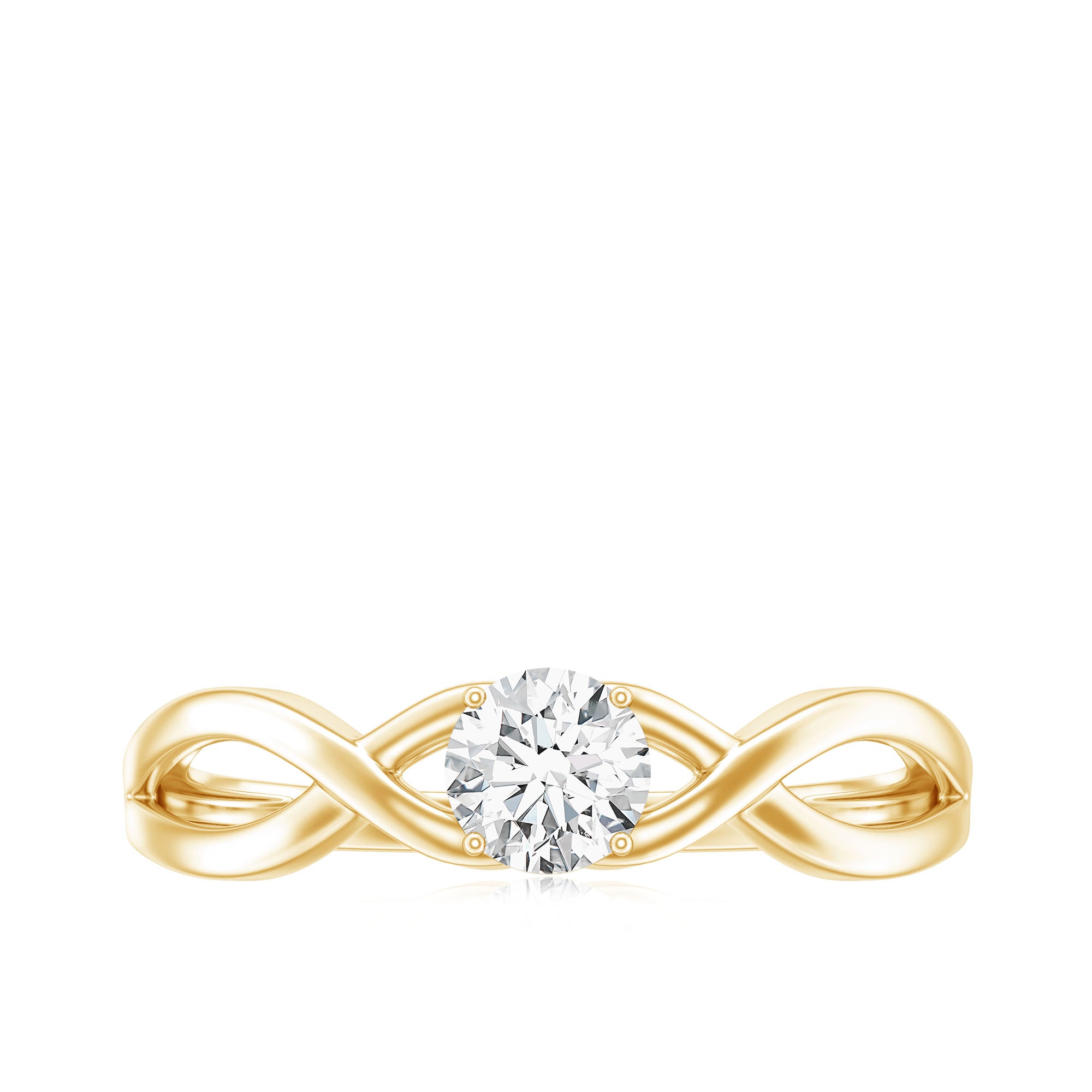 Round Moissanite Solitaire Promise Ring with Infinity Band D-VS1 - Rosec Jewels