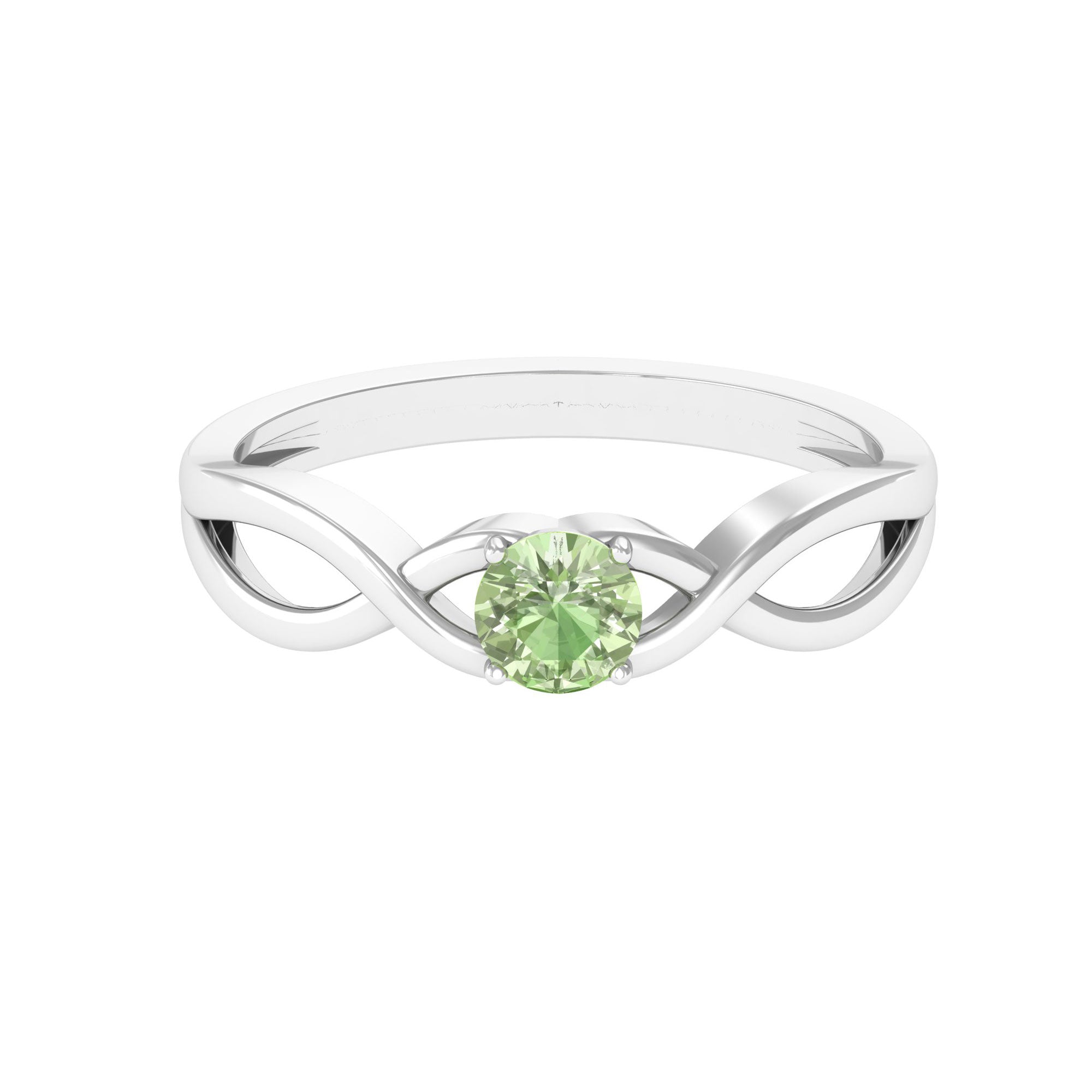 0.50 CT Round Cut Green Sapphire Solitaire Ring in Gold