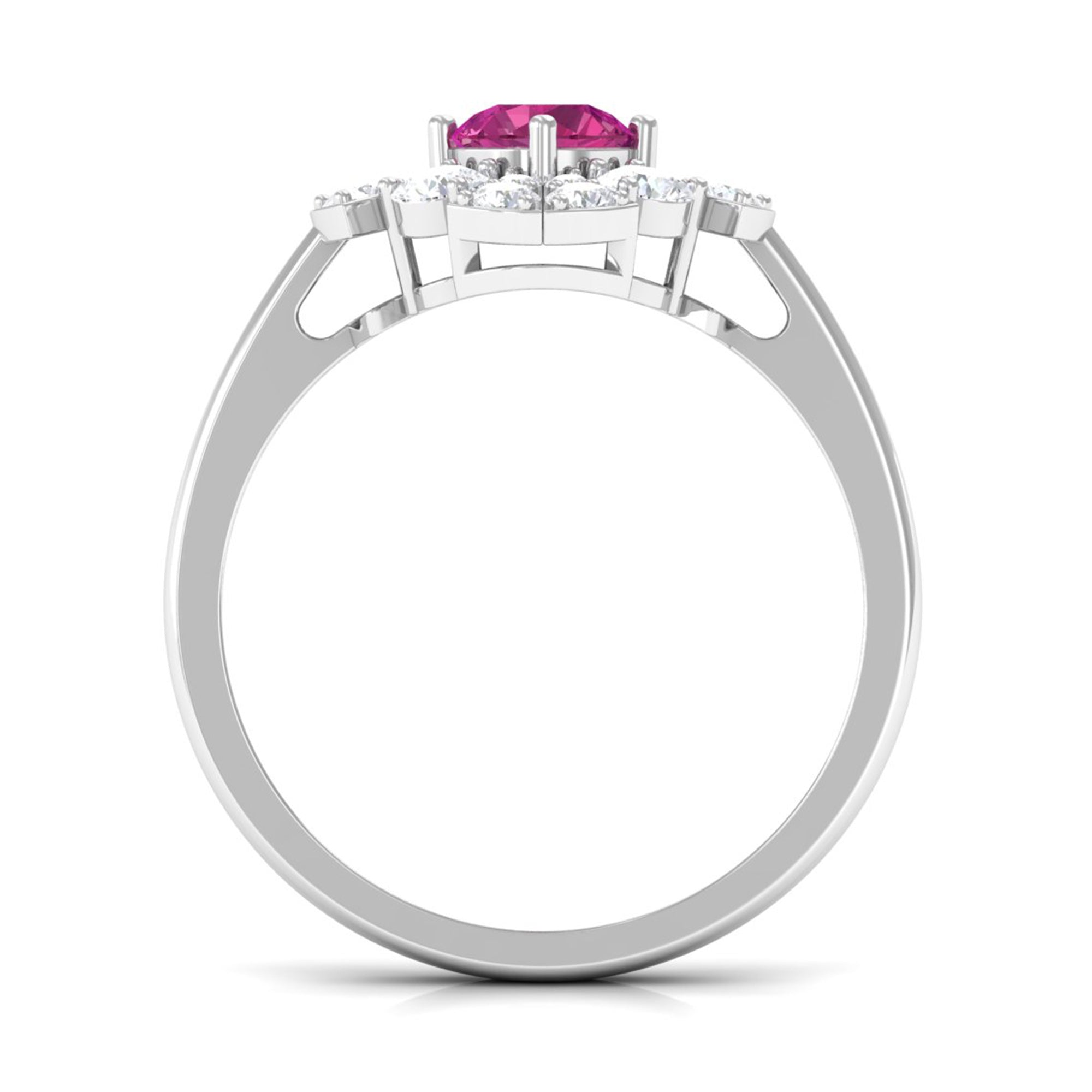 Pink Tourmaline Flower Inspired Engagement Ring with Moissanite AAA - Rosec Jewels
