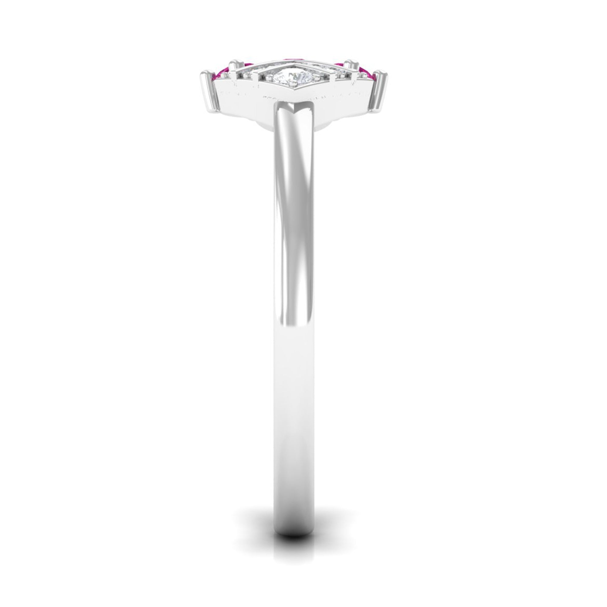 Pink Tourmaline Art Deco Engagement Ring with Diamond AAA - Rosec Jewels