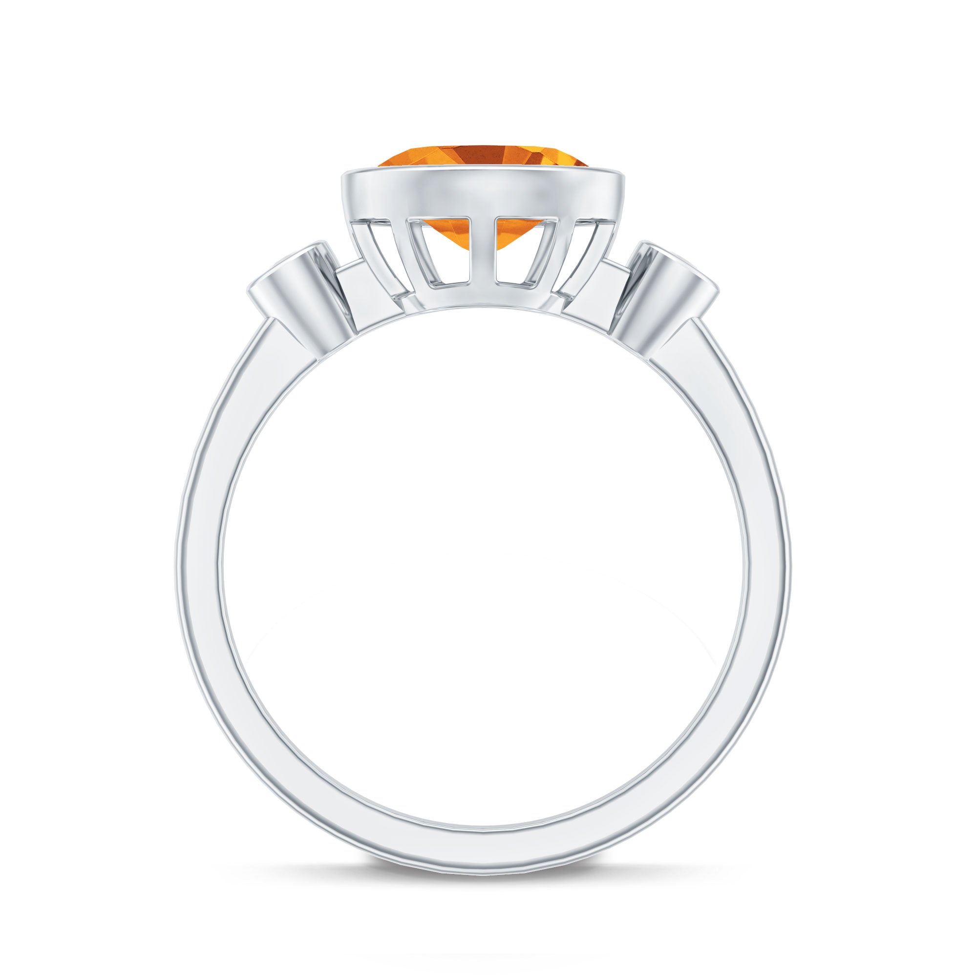 Natural 6X8mm Citrine Diamond Oval Engagement Ring in Bezel Set AAA - Rosec Jewels