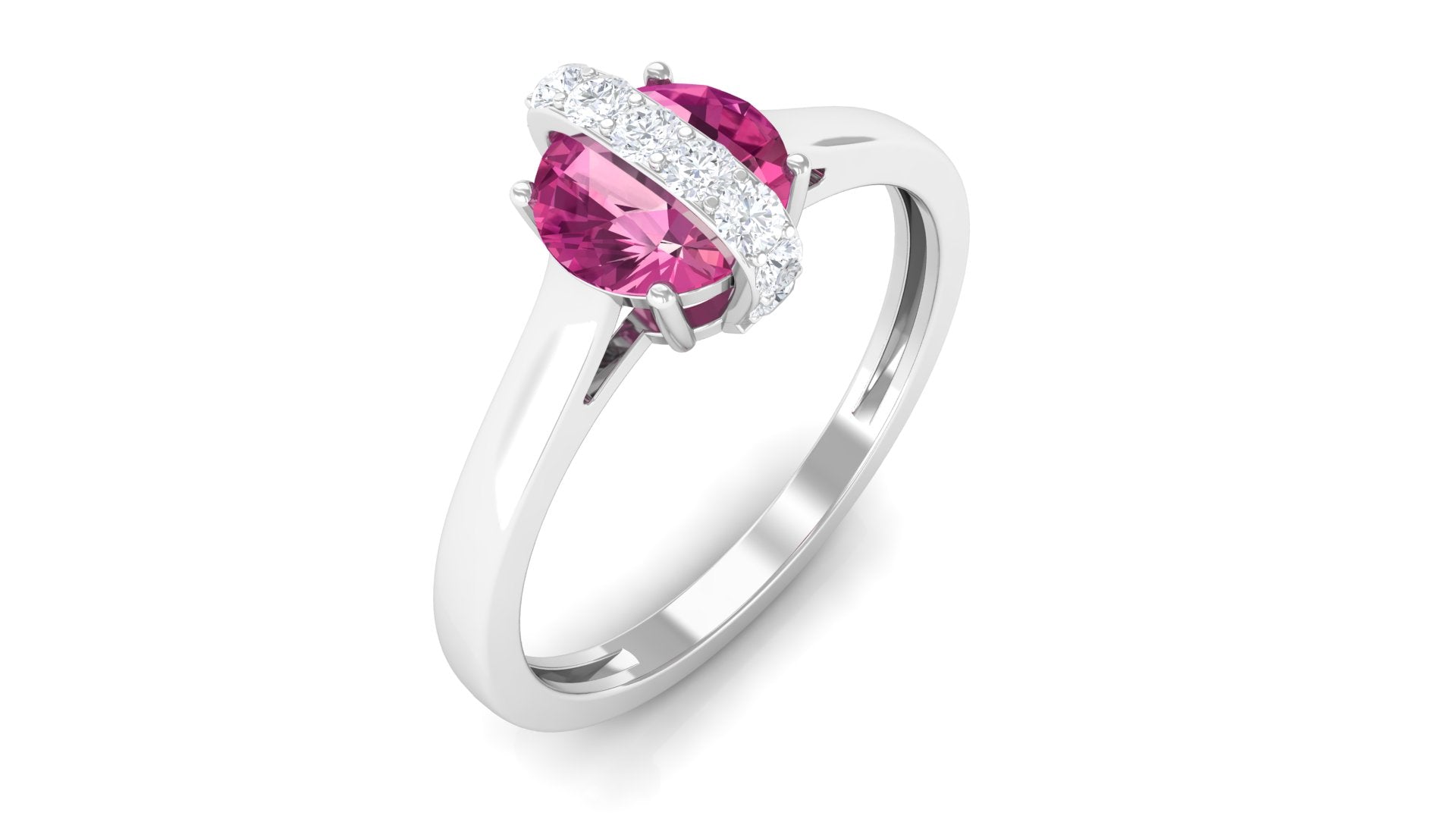Pink Tourmaline Designer Engagement Ring with Diamond AAA - Rosec Jewels