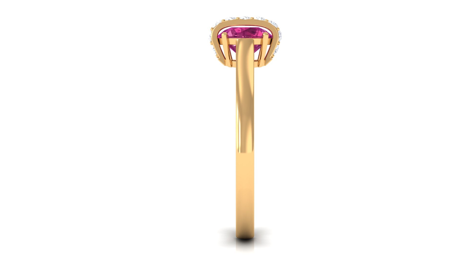 Pink Tourmaline Designer Engagement Ring with Diamond AAA - Rosec Jewels