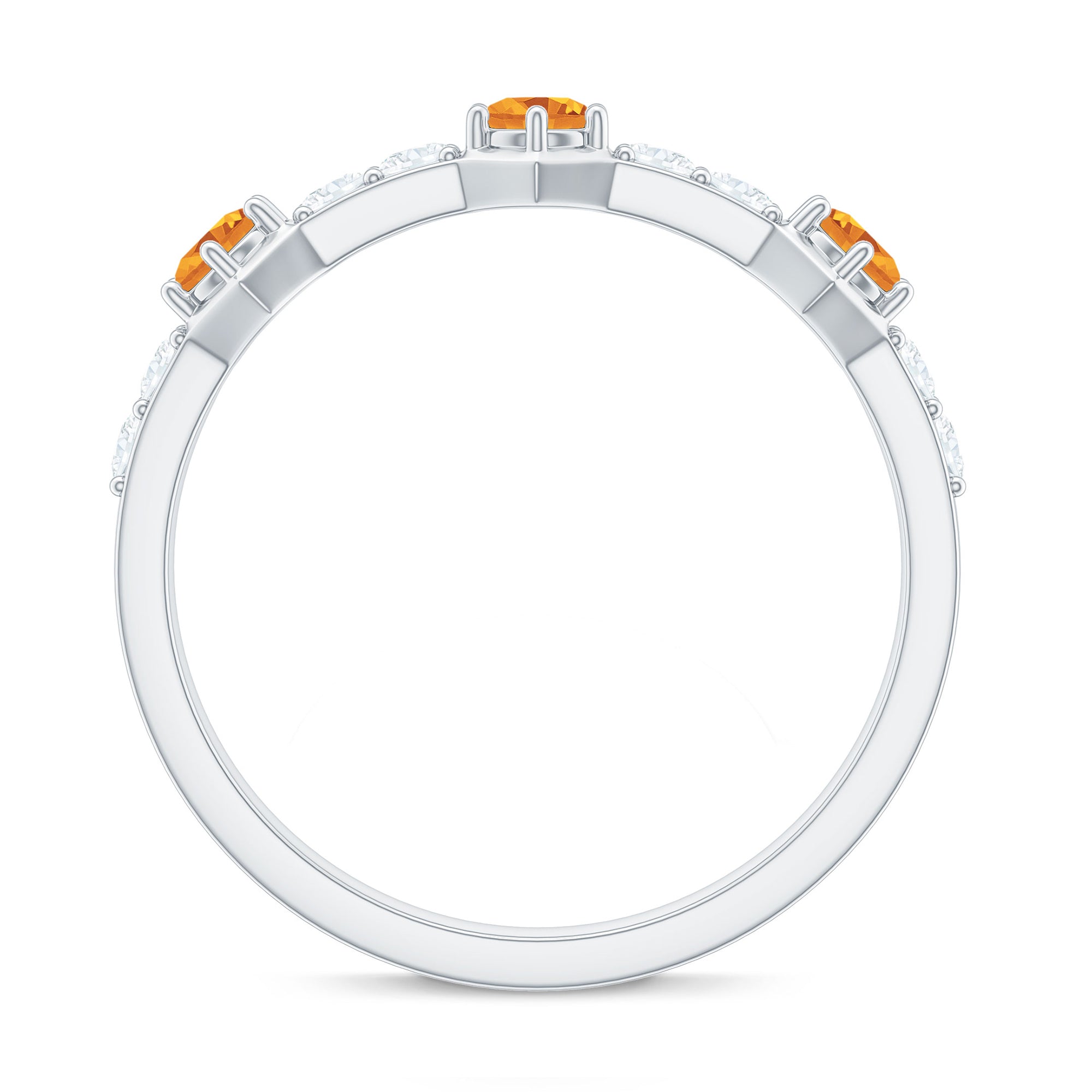 Genuine Citrine Diamond Half Eternity Ring for Anniversary AAA - Rosec Jewels
