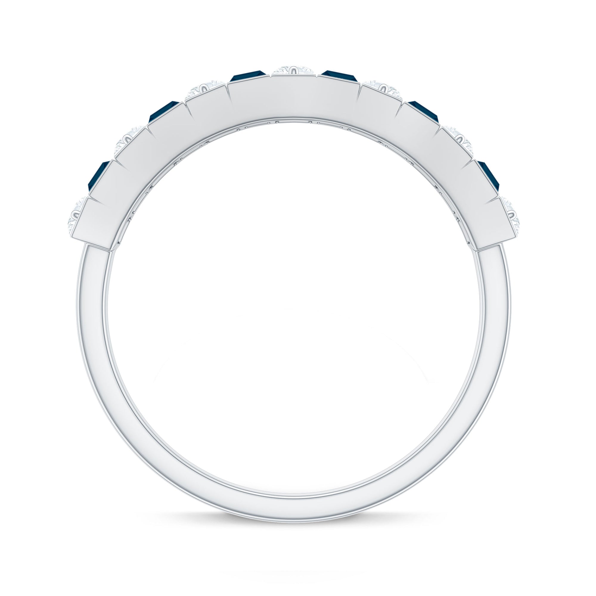 Baguette London Blue Topaz Eternity Anniversary Band with Diamond AAA - Rosec Jewels