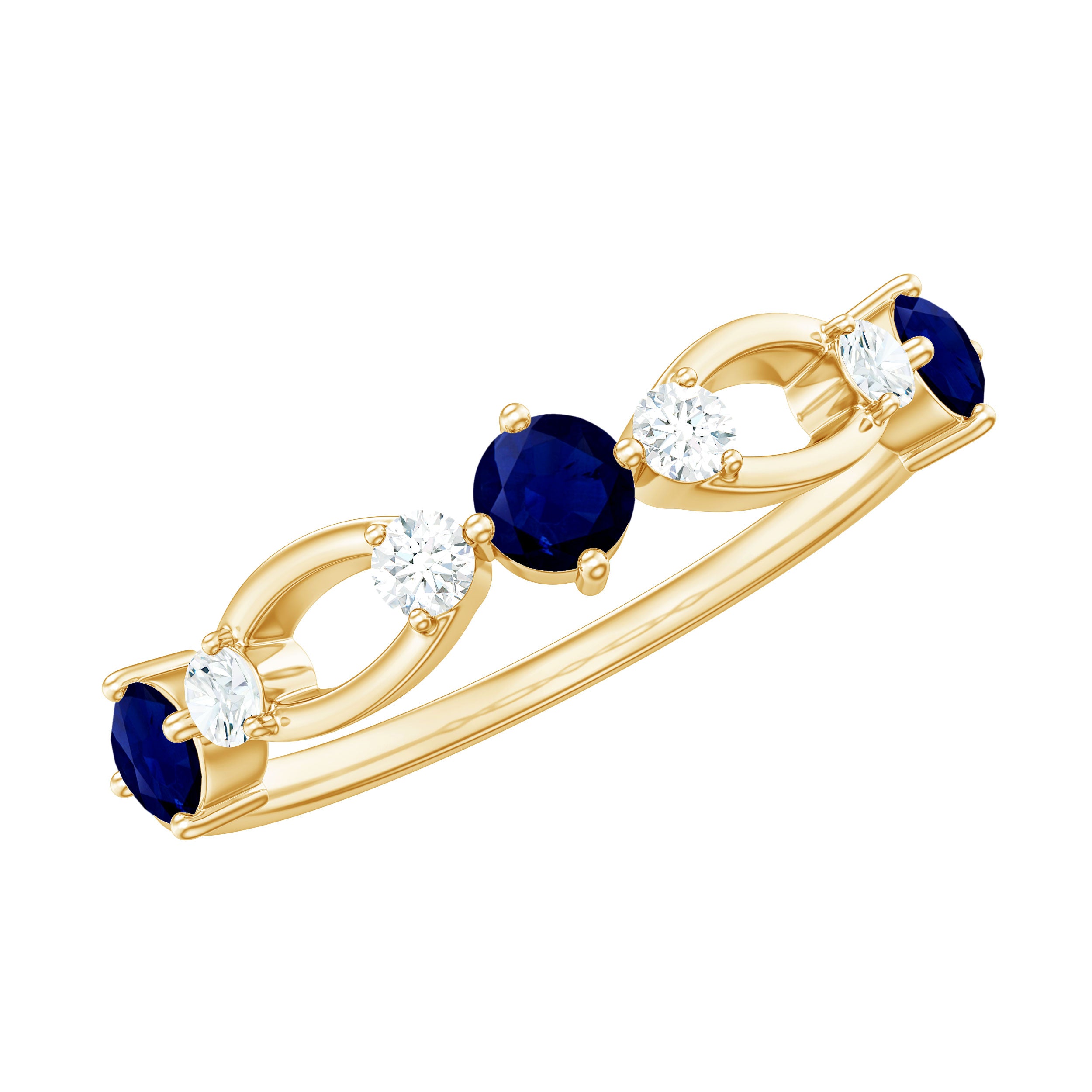 Natural Blue Sapphire Promise Ring with Diamond AAA - Rosec Jewels