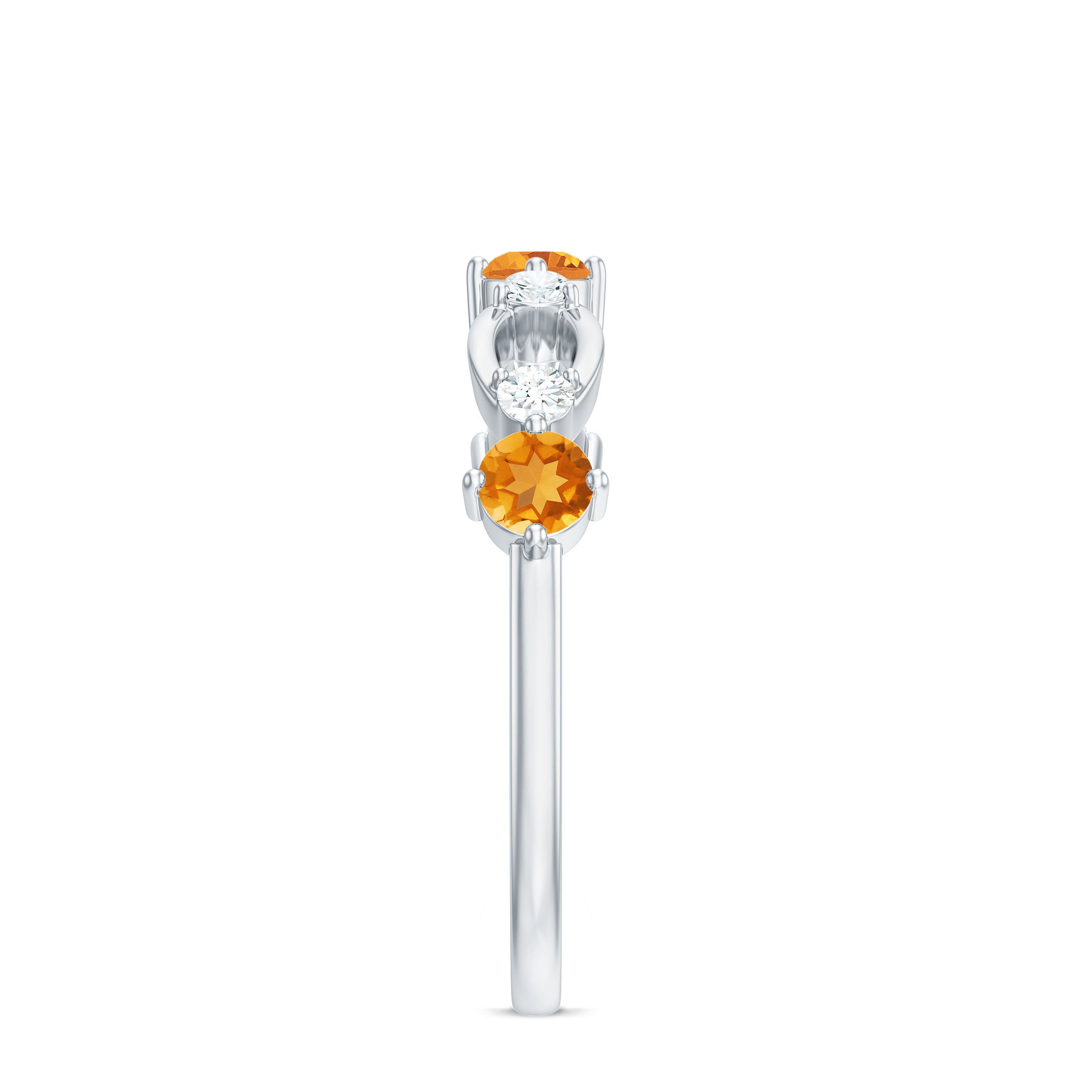Rosec Jewels-Natural Citrine Half Eternity Ring with Diamond