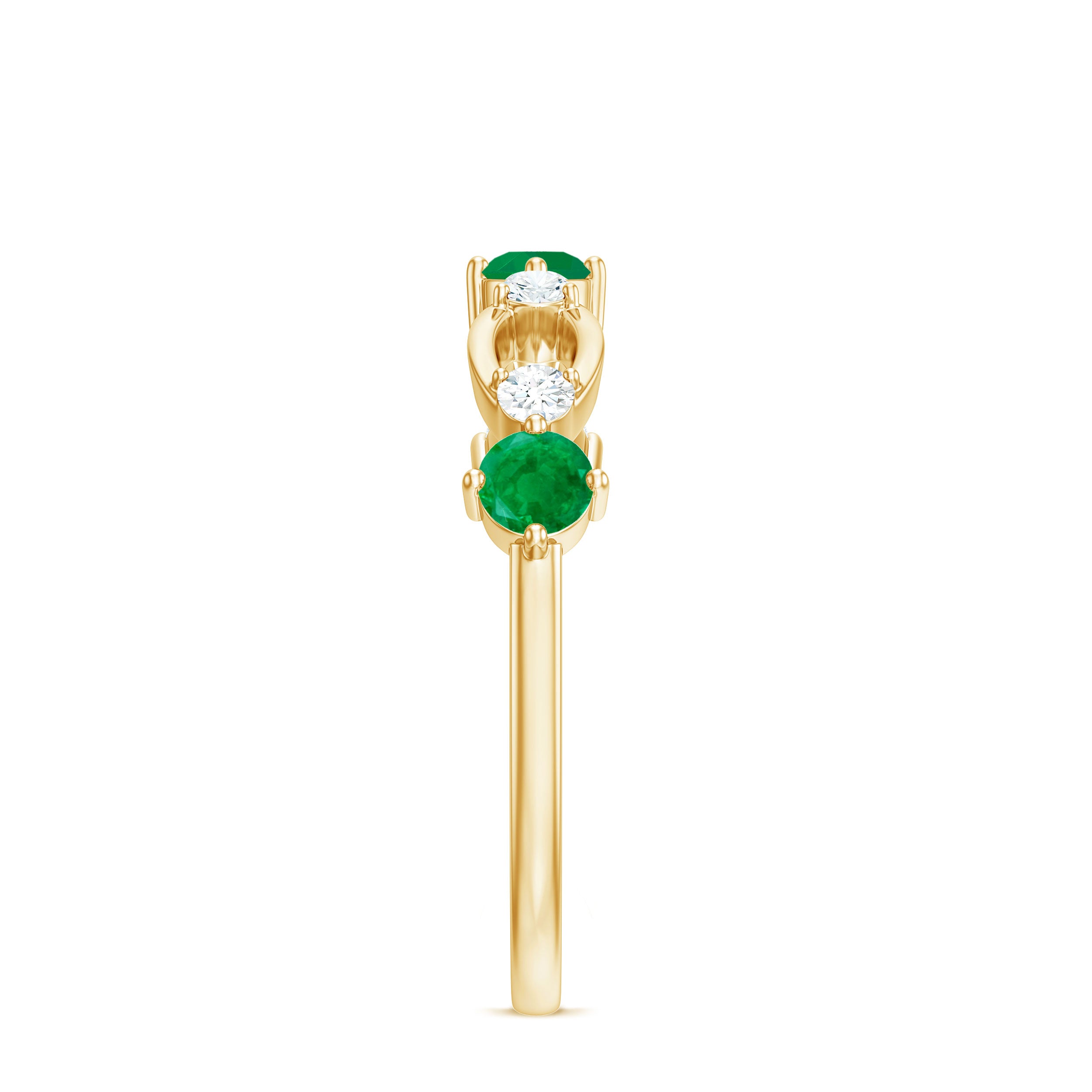 Rosec Jewels-Natural Emerald Diamond Infinity Anniversary Ring
