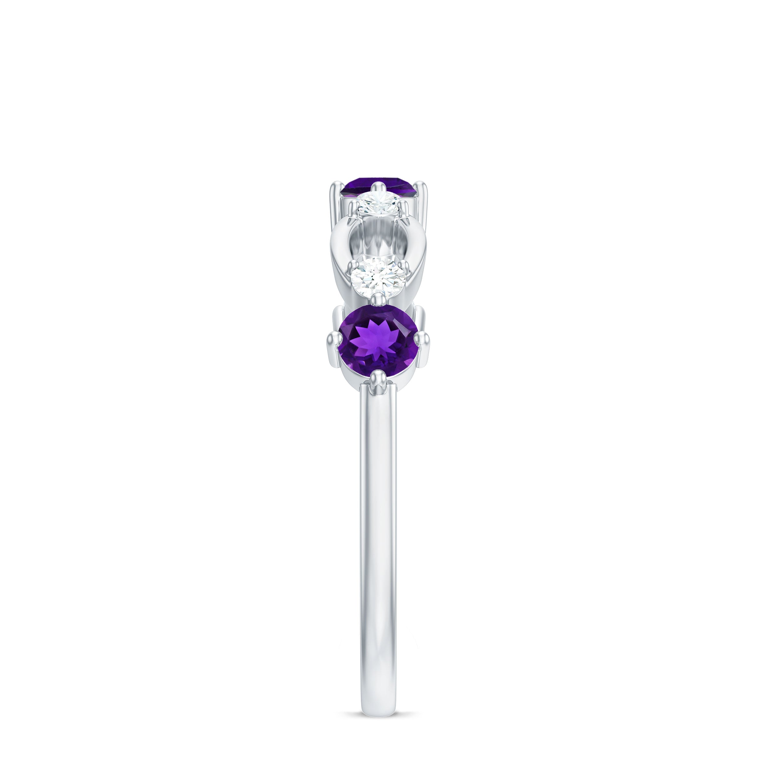 Rosec Jewels-Natural Amethyst Diamond Promise Ring for Women
