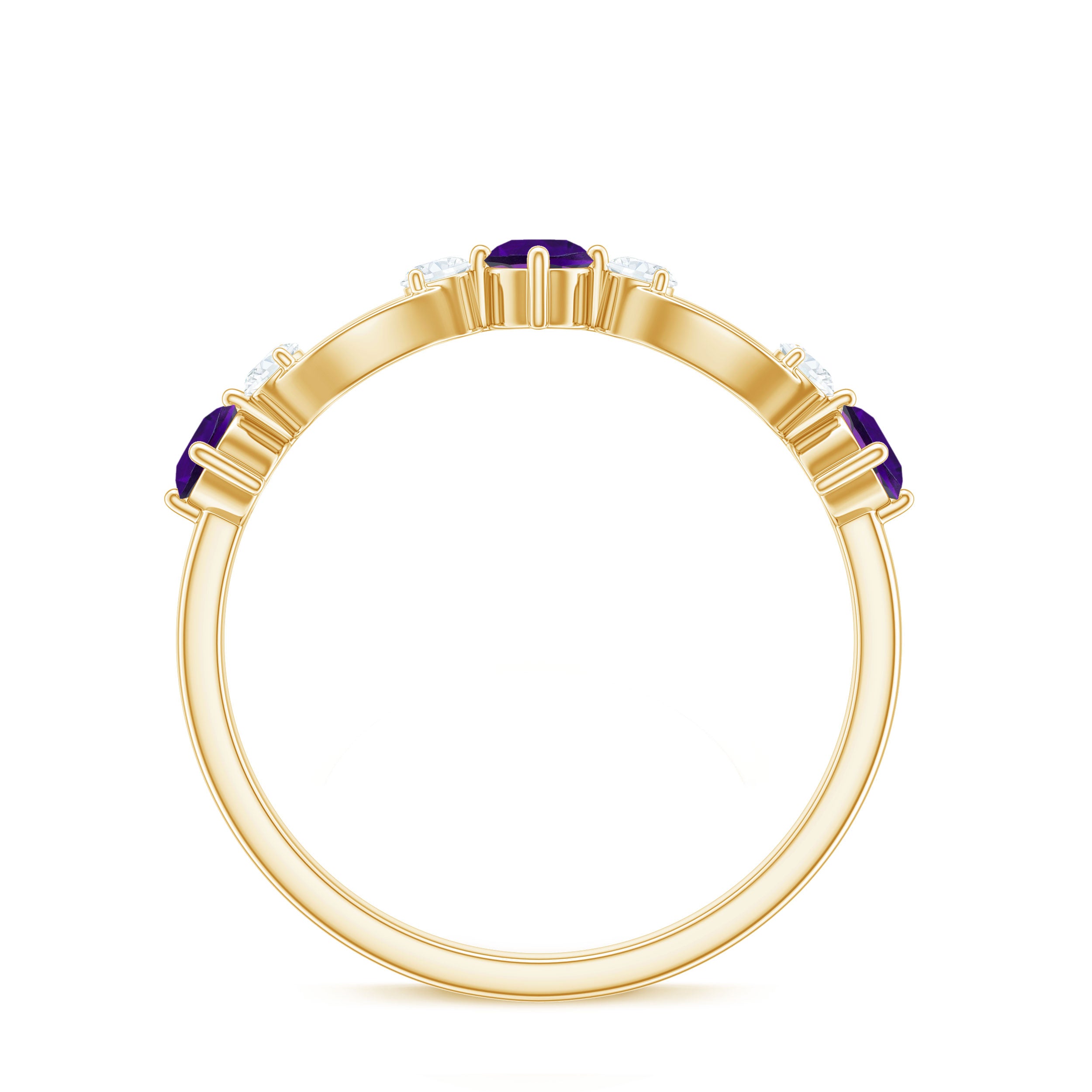 Rosec Jewels-Natural Amethyst Diamond Promise Ring for Women