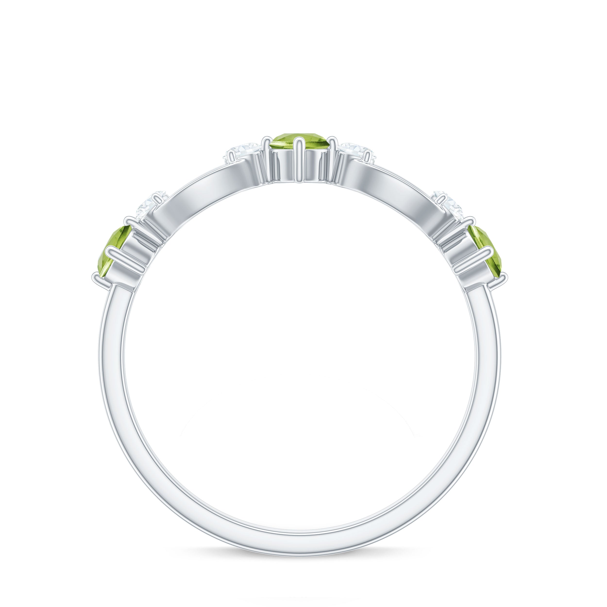 Rosec Jewels-Minimal Peridot Promise Ring with Diamond