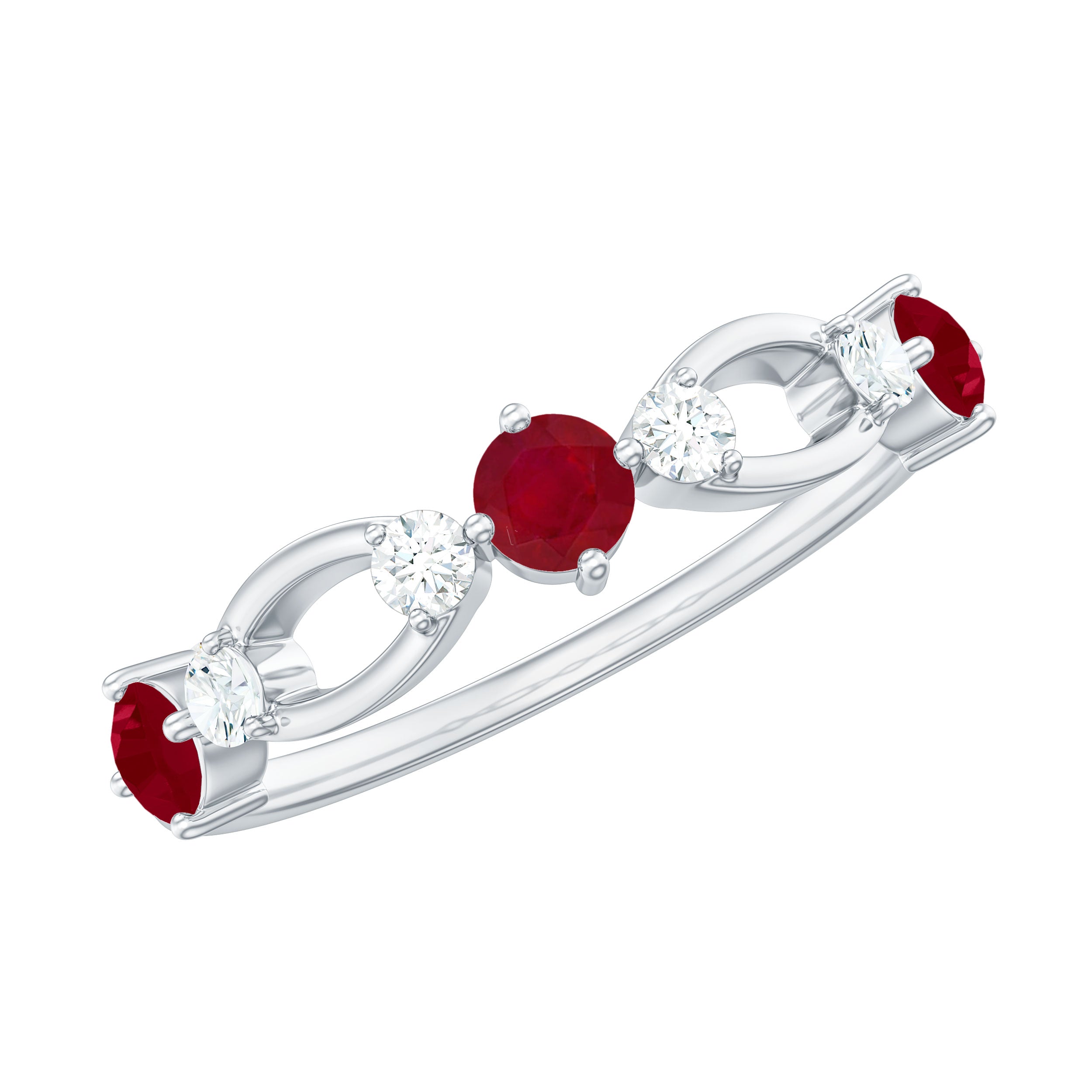 Genuine Ruby Promise Ring with Diamond for Women AAA - Rosec Jewels