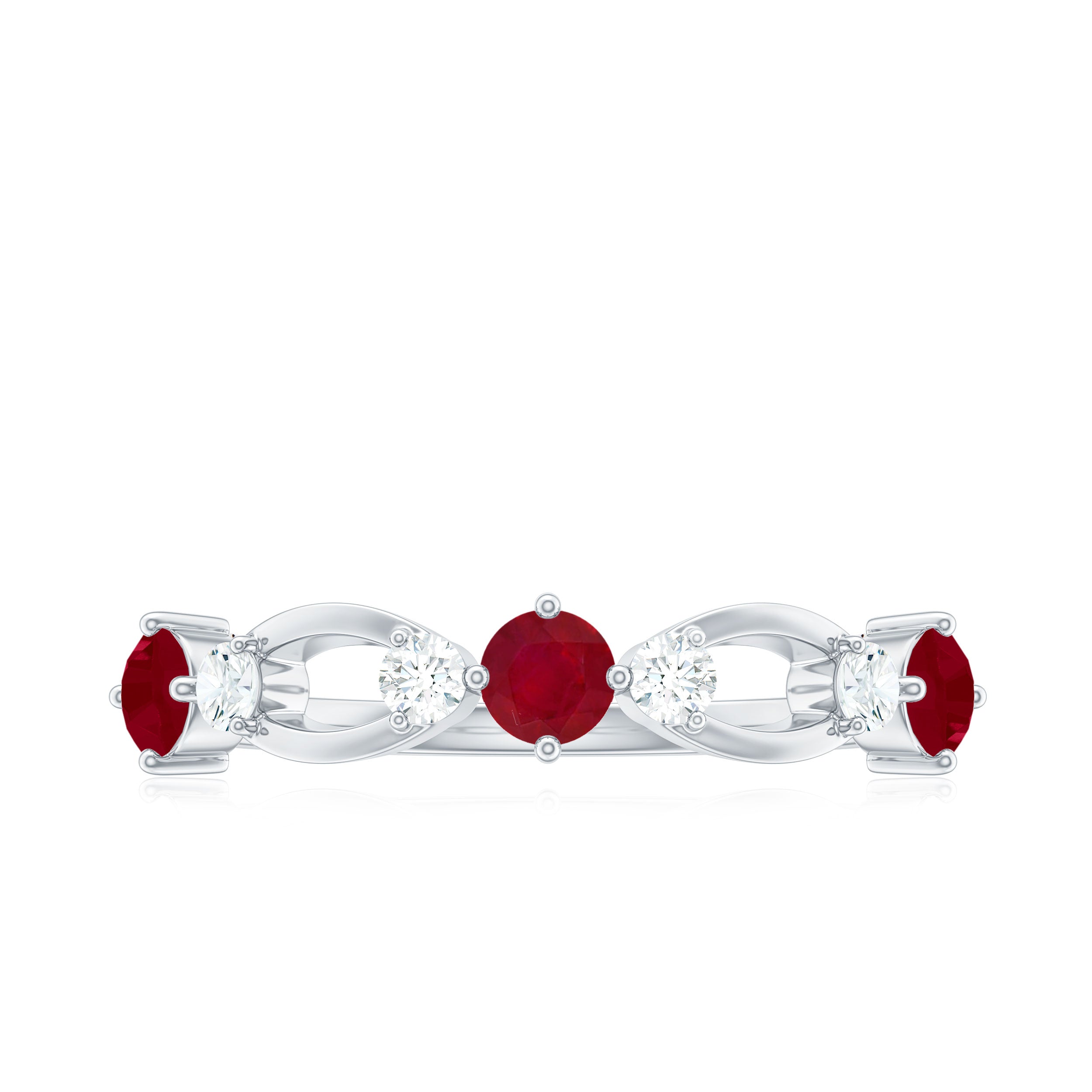 Genuine Ruby Promise Ring with Diamond for Women AAA - Rosec Jewels