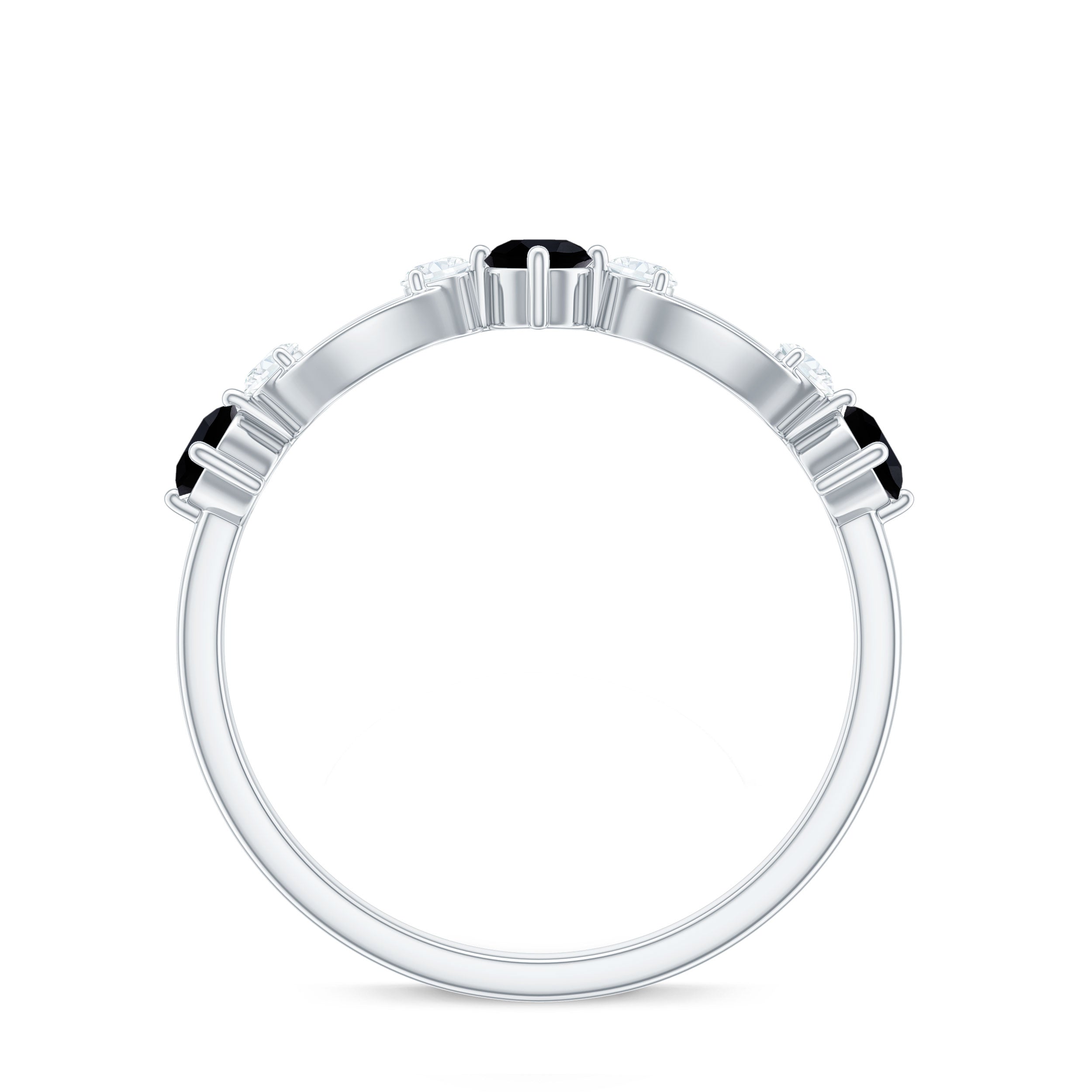 Certified Real Black Spinel Diamond Promise Ring for Her AAA - Rosec Jewels