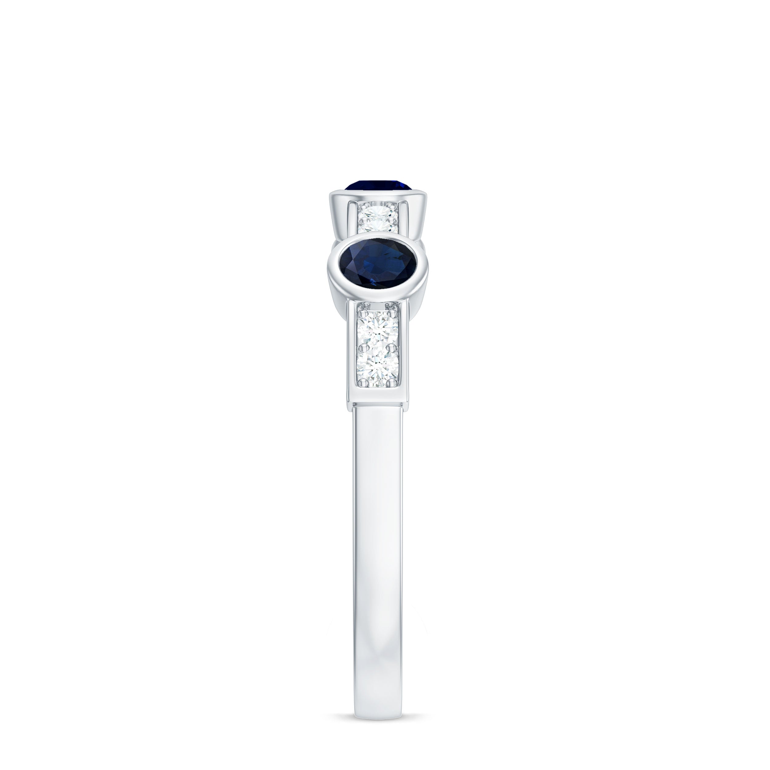 Natural Blue Sapphire Half Eternity Ring with Diamond for Women AAA - Rosec Jewels