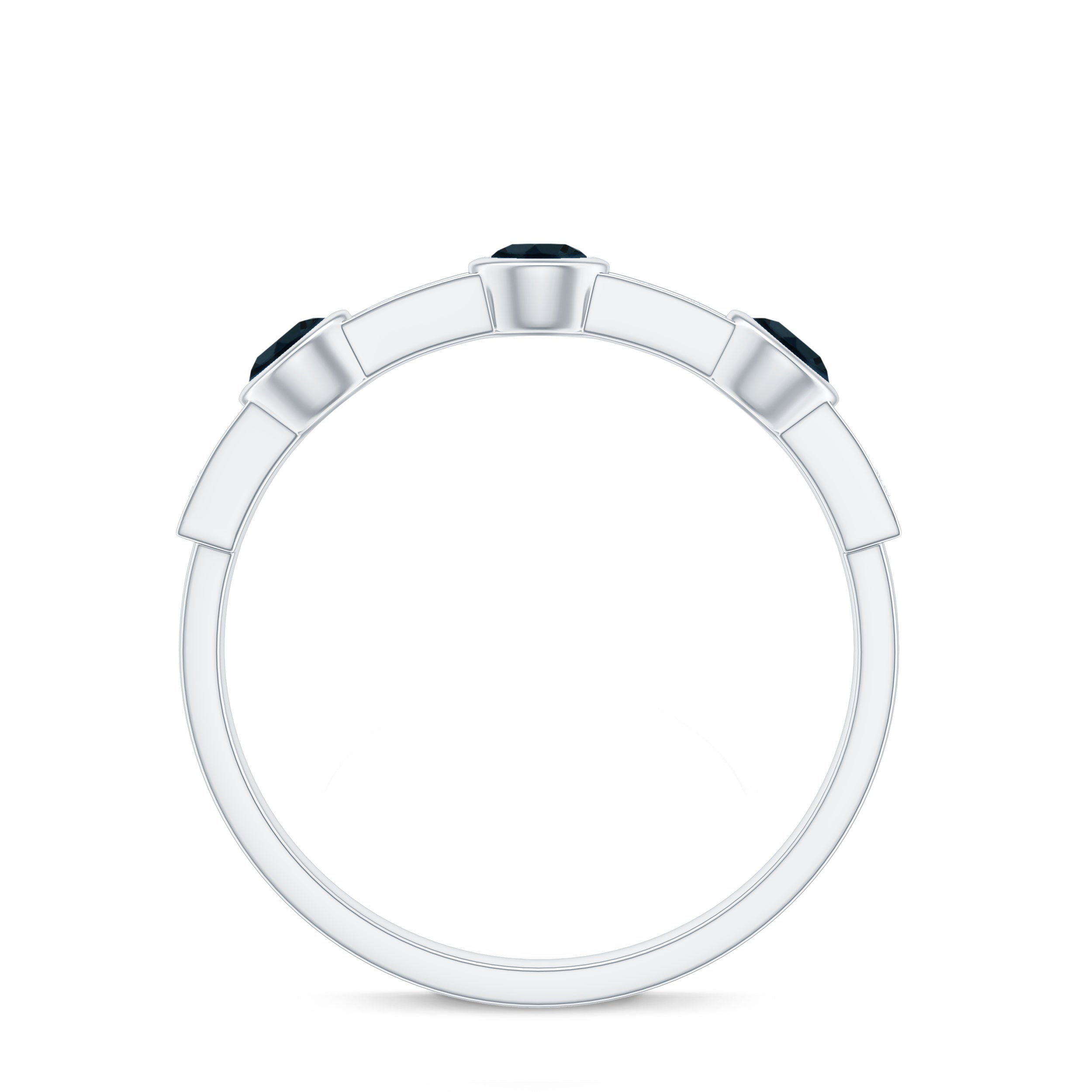 Bezel Set London Blue Topaz Half Eternity Band with Diamond AAA - Rosec Jewels