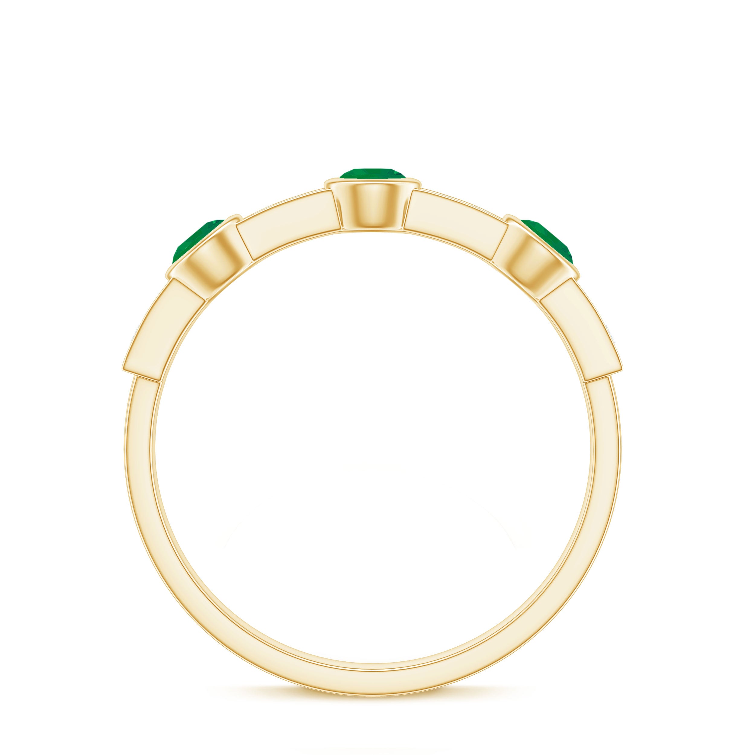 Certified Real Emerald Half Eternity Ring with Diamond AAA - Rosec Jewels