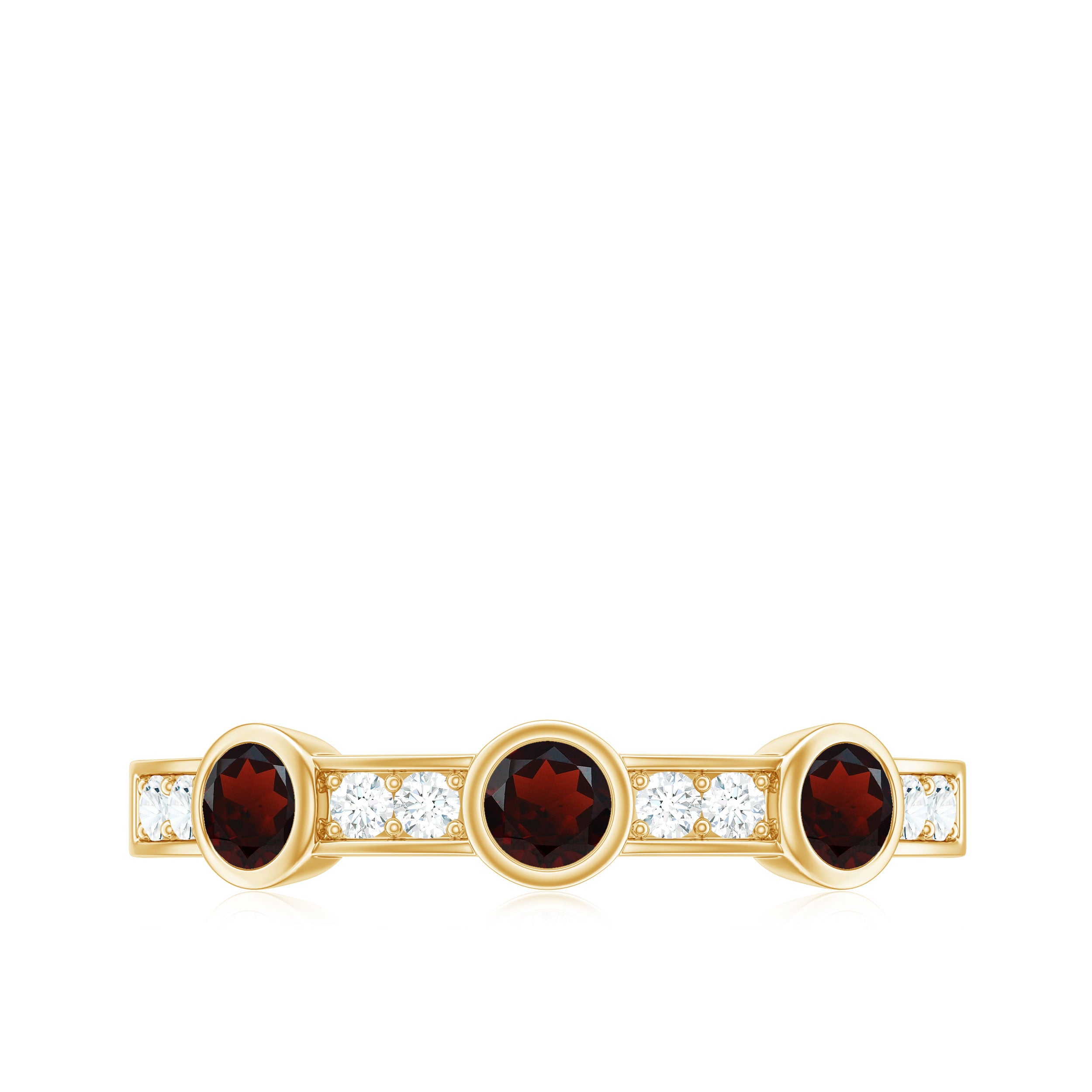 Certified Real Garnet Diamond Half Eternity Ring AAA - Rosec Jewels