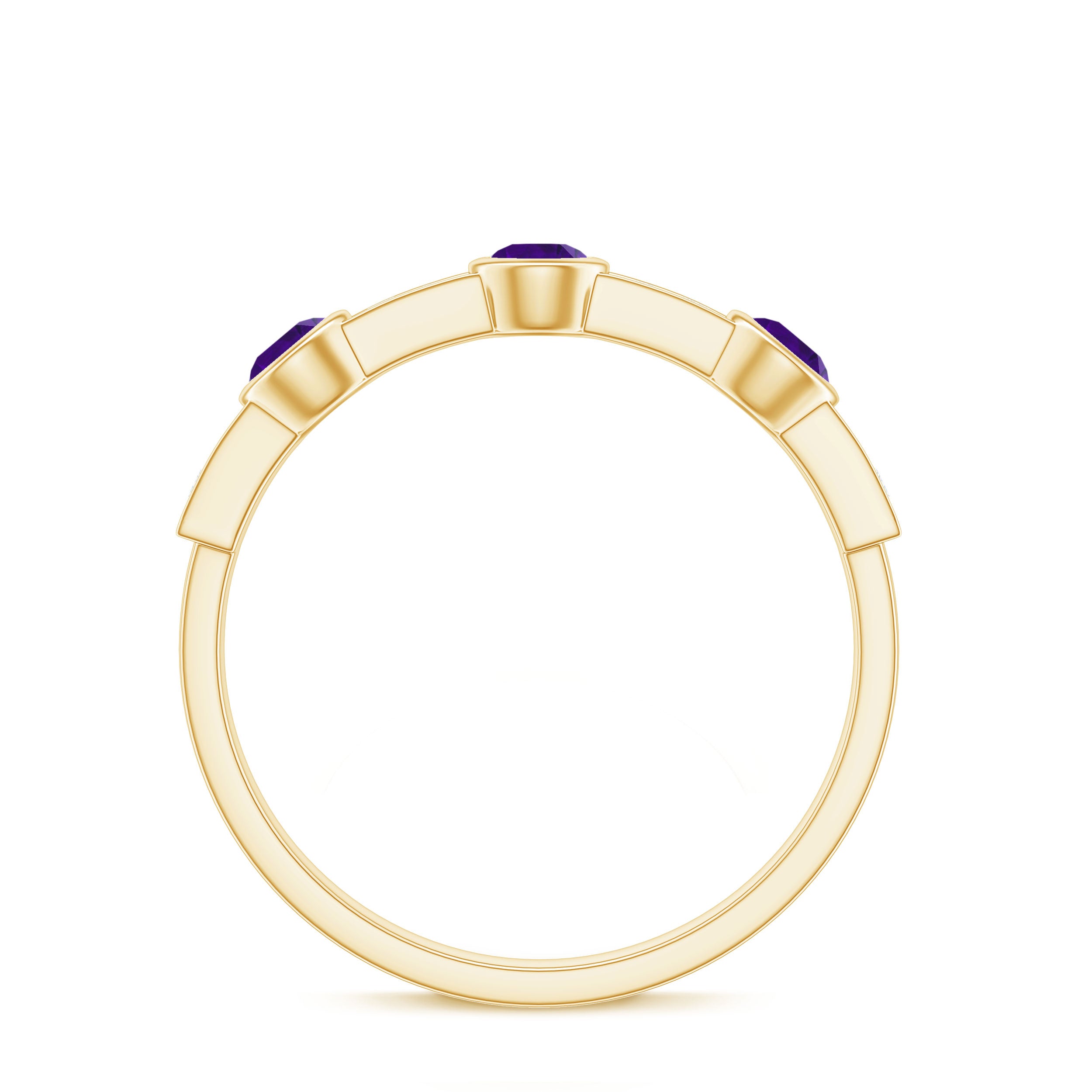Rosec Jewels-Genuine Amethyst Diamond Half Eternity Ring in Bezel Set