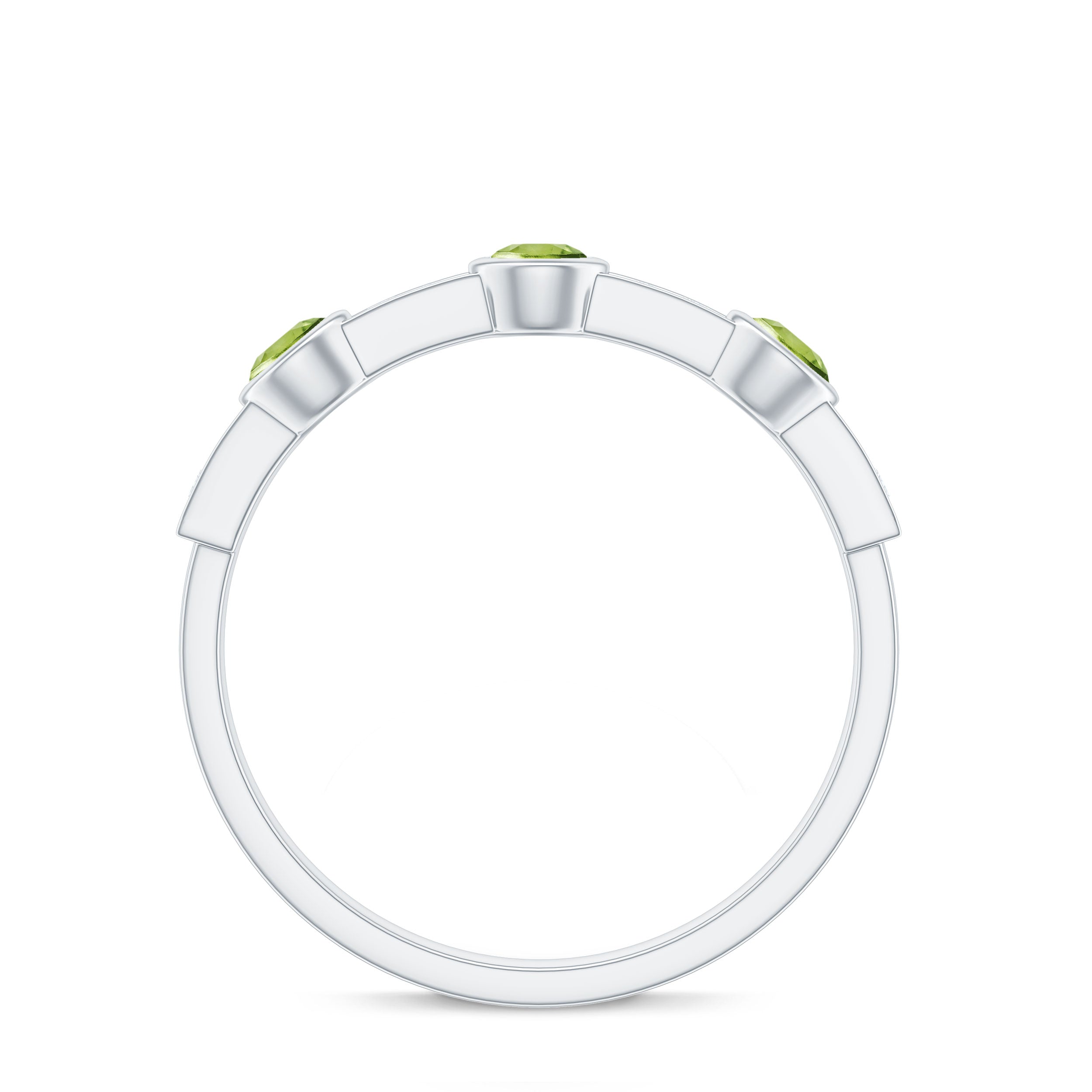 Natural Bezel Set Peridot Half Eternity Ring with Diamond AAA - Rosec Jewels