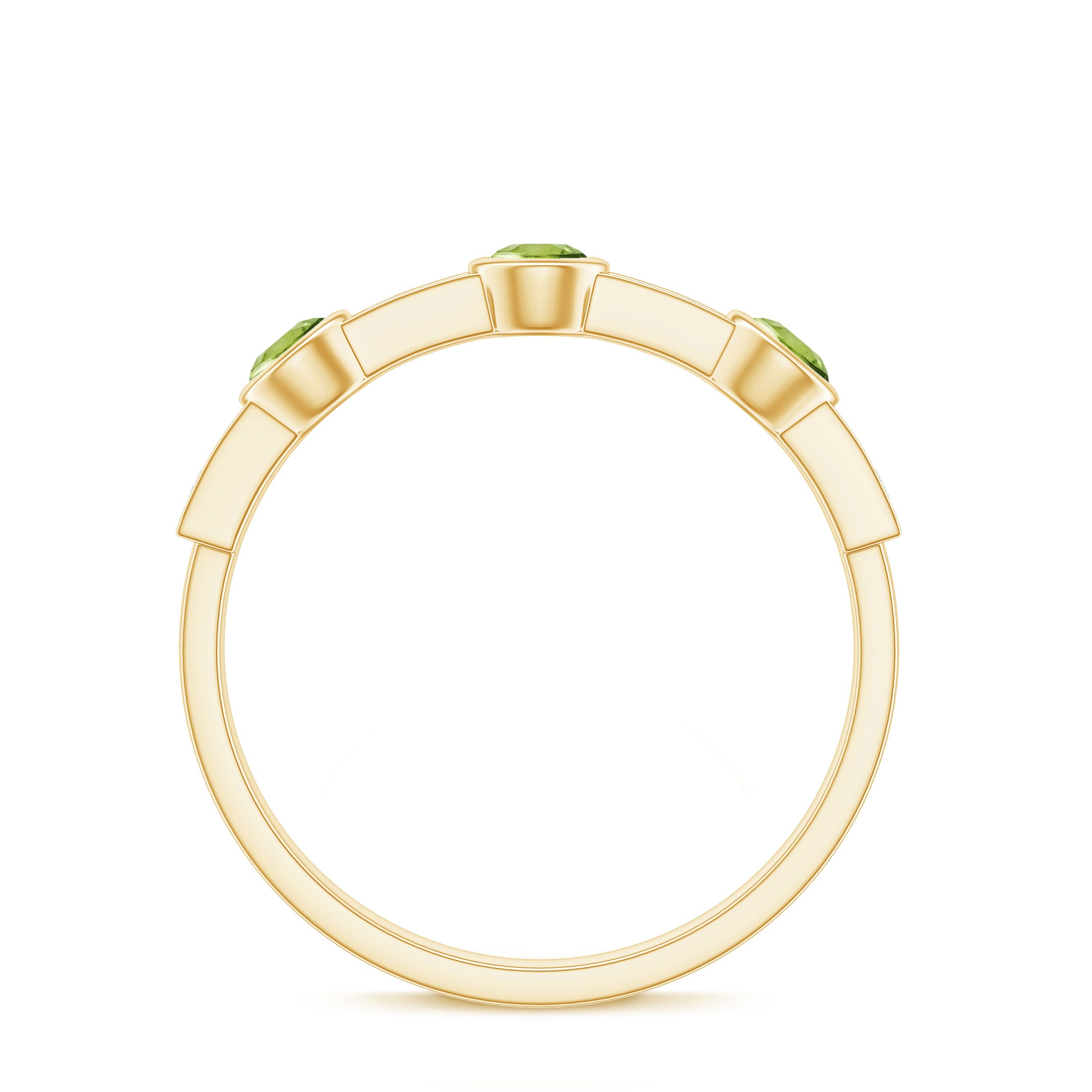 Natural Bezel Set Peridot Half Eternity Ring with Diamond AAA - Rosec Jewels