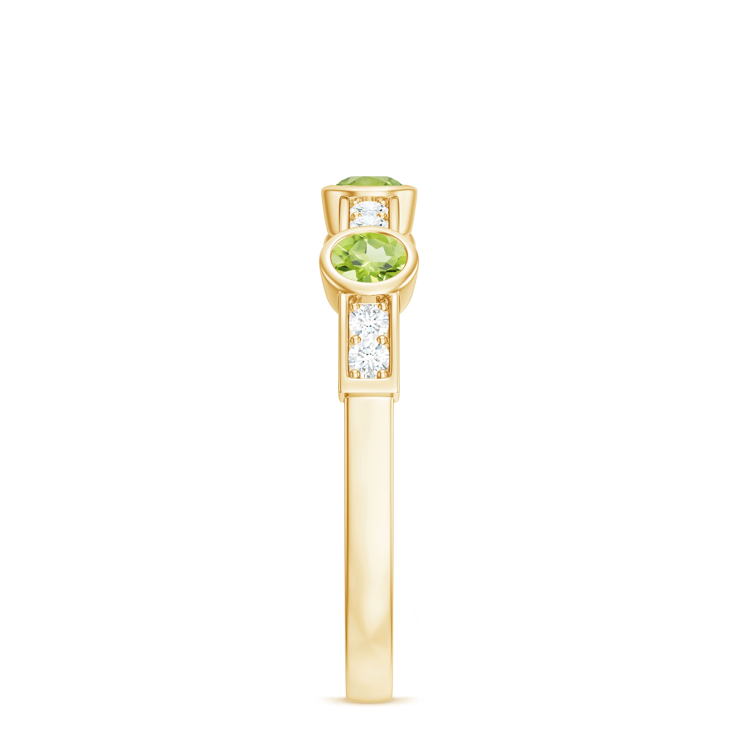 Natural Bezel Set Peridot Half Eternity Ring with Diamond AAA - Rosec Jewels