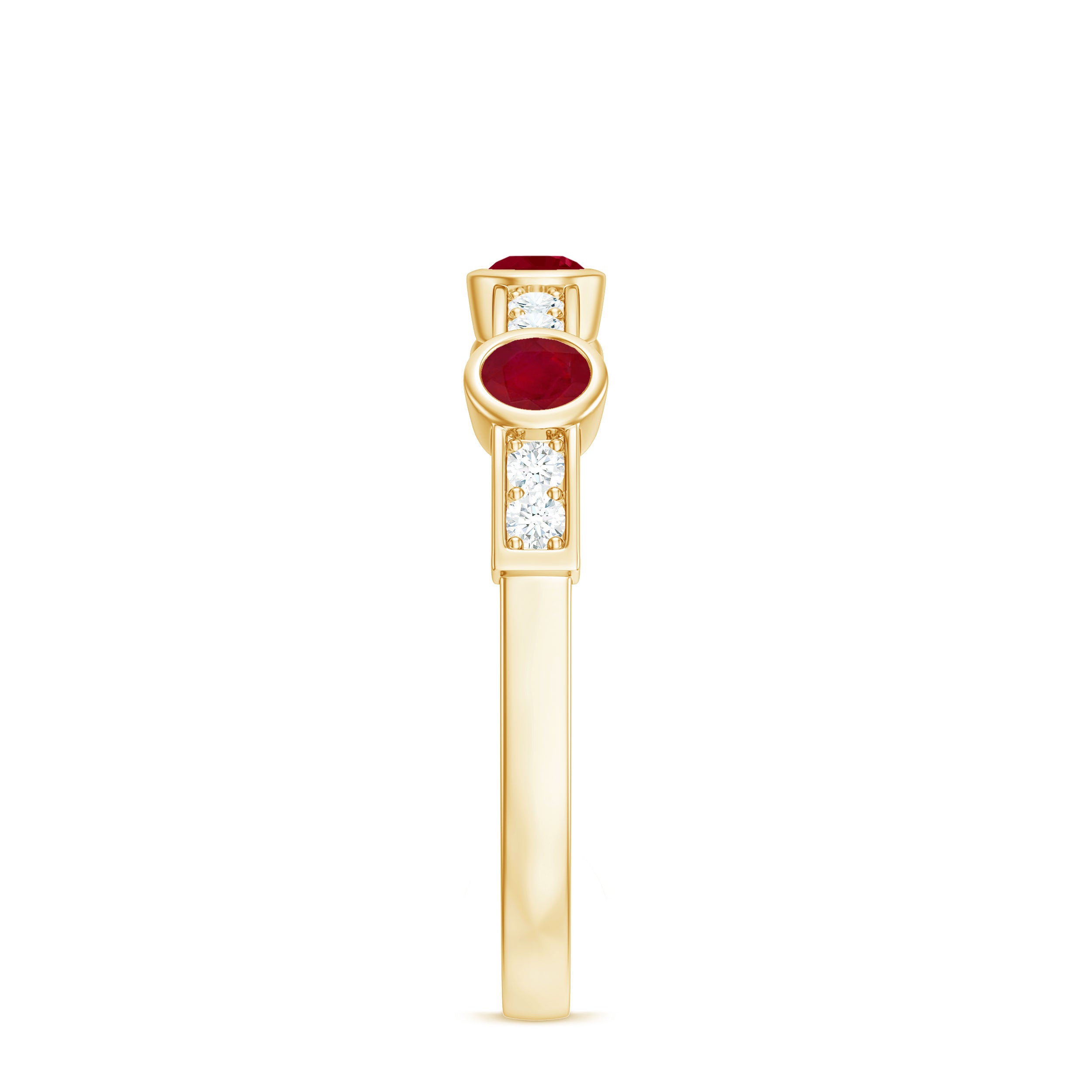Natural Bezel Set Ruby Half Eternity Ring with Diamond AAA - Rosec Jewels
