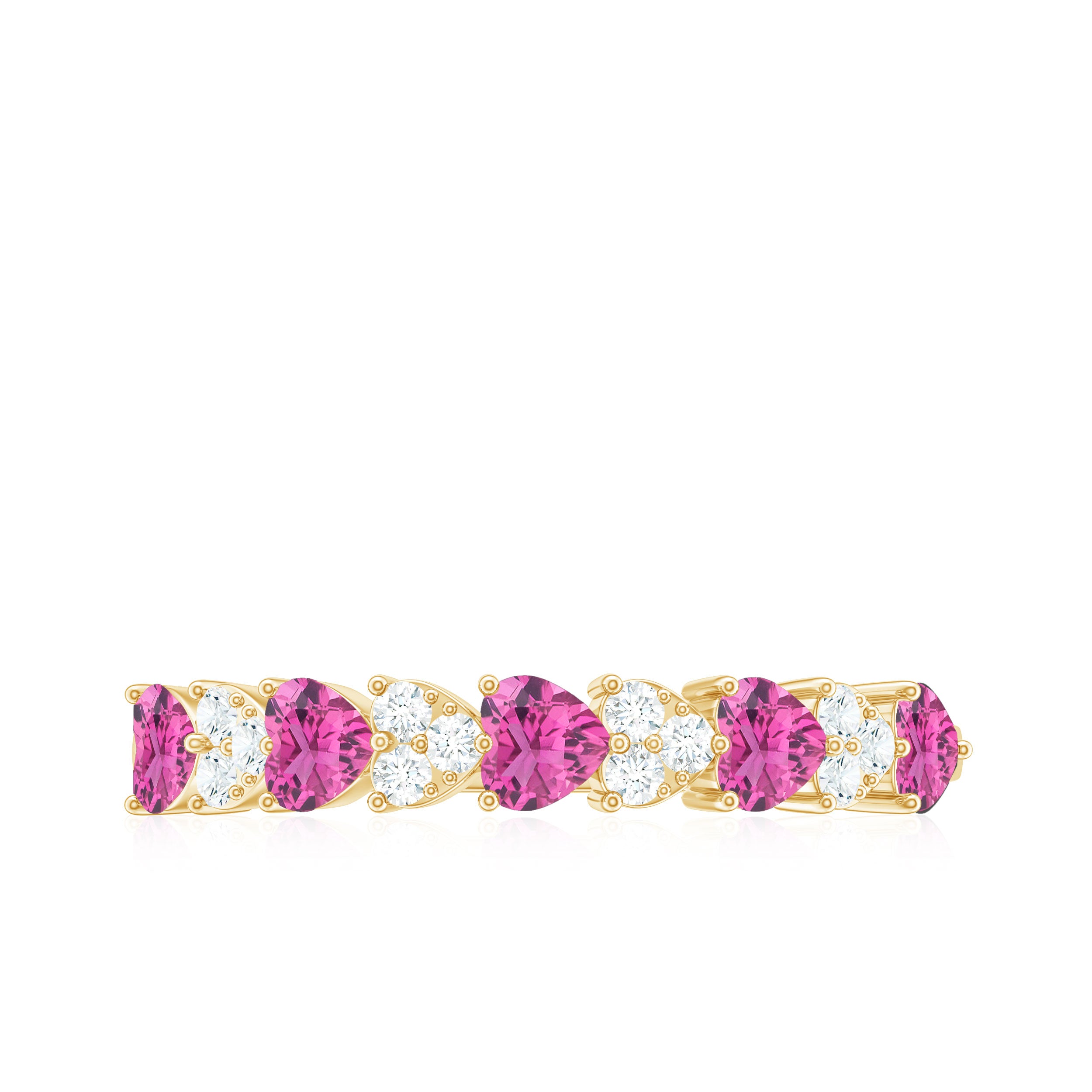 Rosec Jewels-Heart Shape Half Eternity Ring with Pink Tourmaline and Diamond