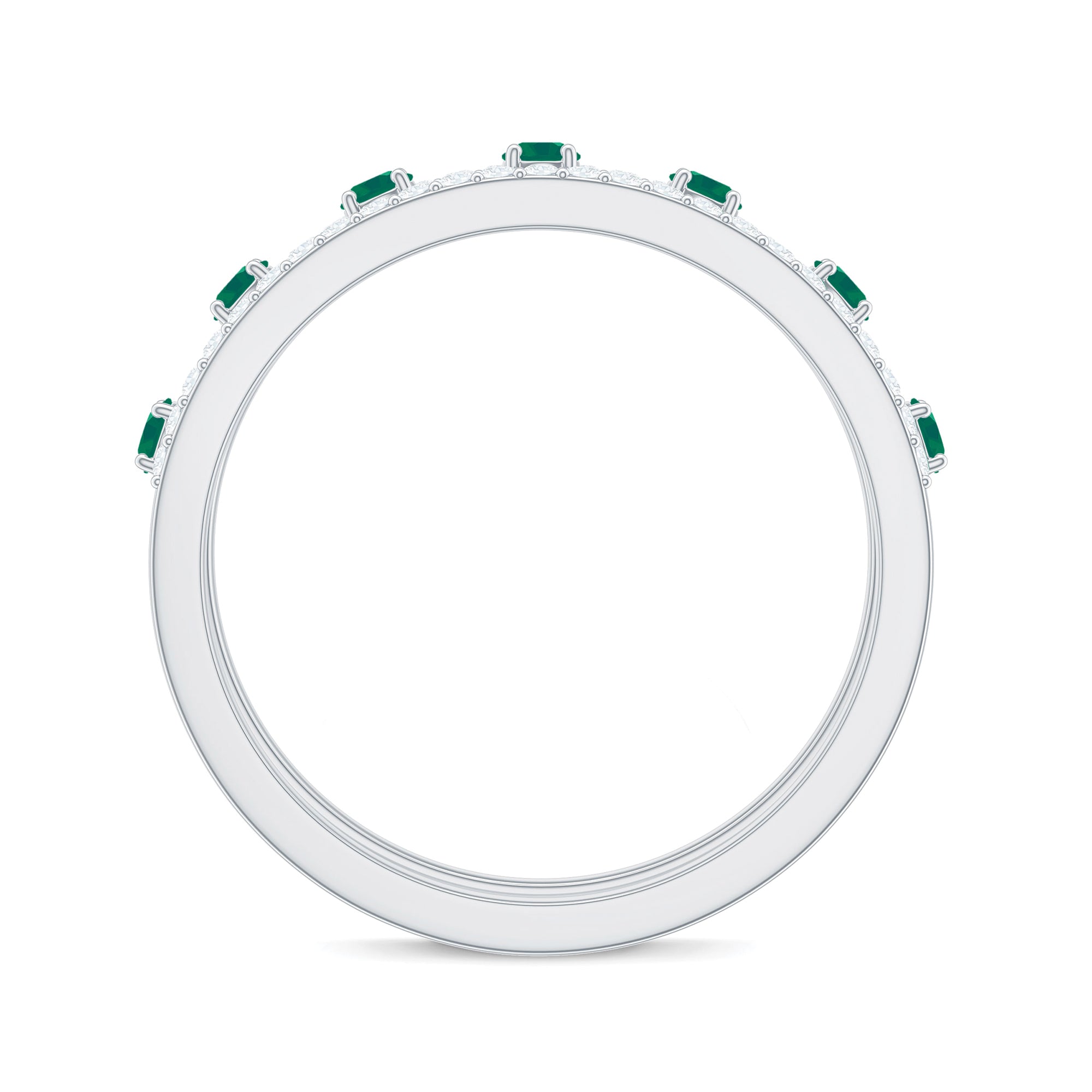 Designer Emerald Diamond Wedding Band Ring with Certificate AAA - Rosec Jewels