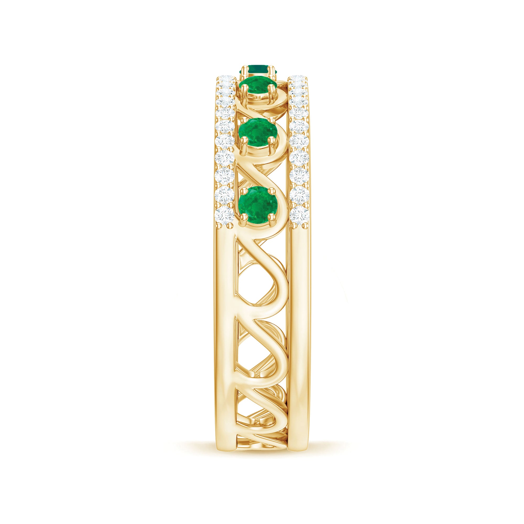 Designer Emerald Diamond Wedding Band Ring with Certificate AAA - Rosec Jewels