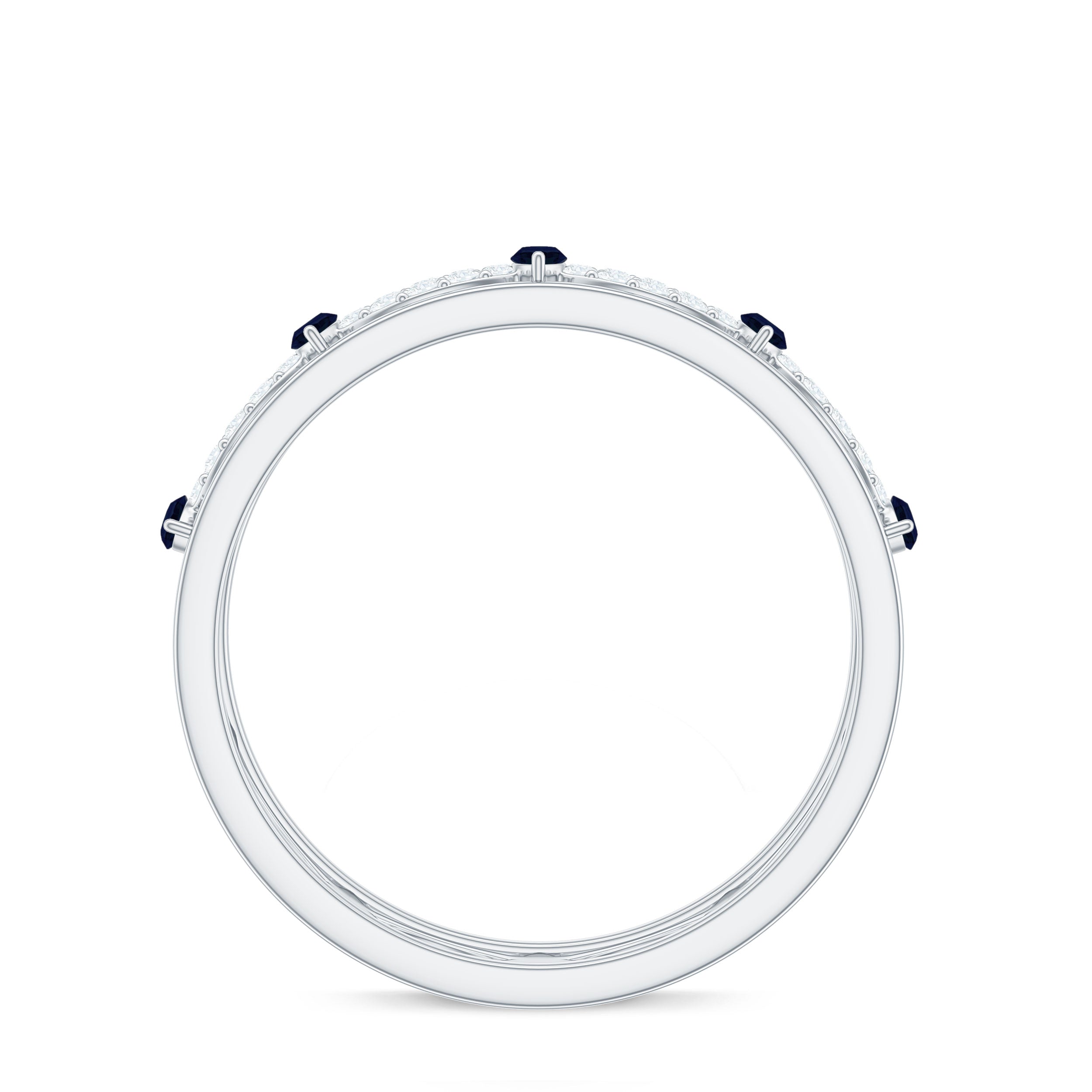 Natural Blue Sapphire Infinity Wedding Band with Diamond AAA - Rosec Jewels