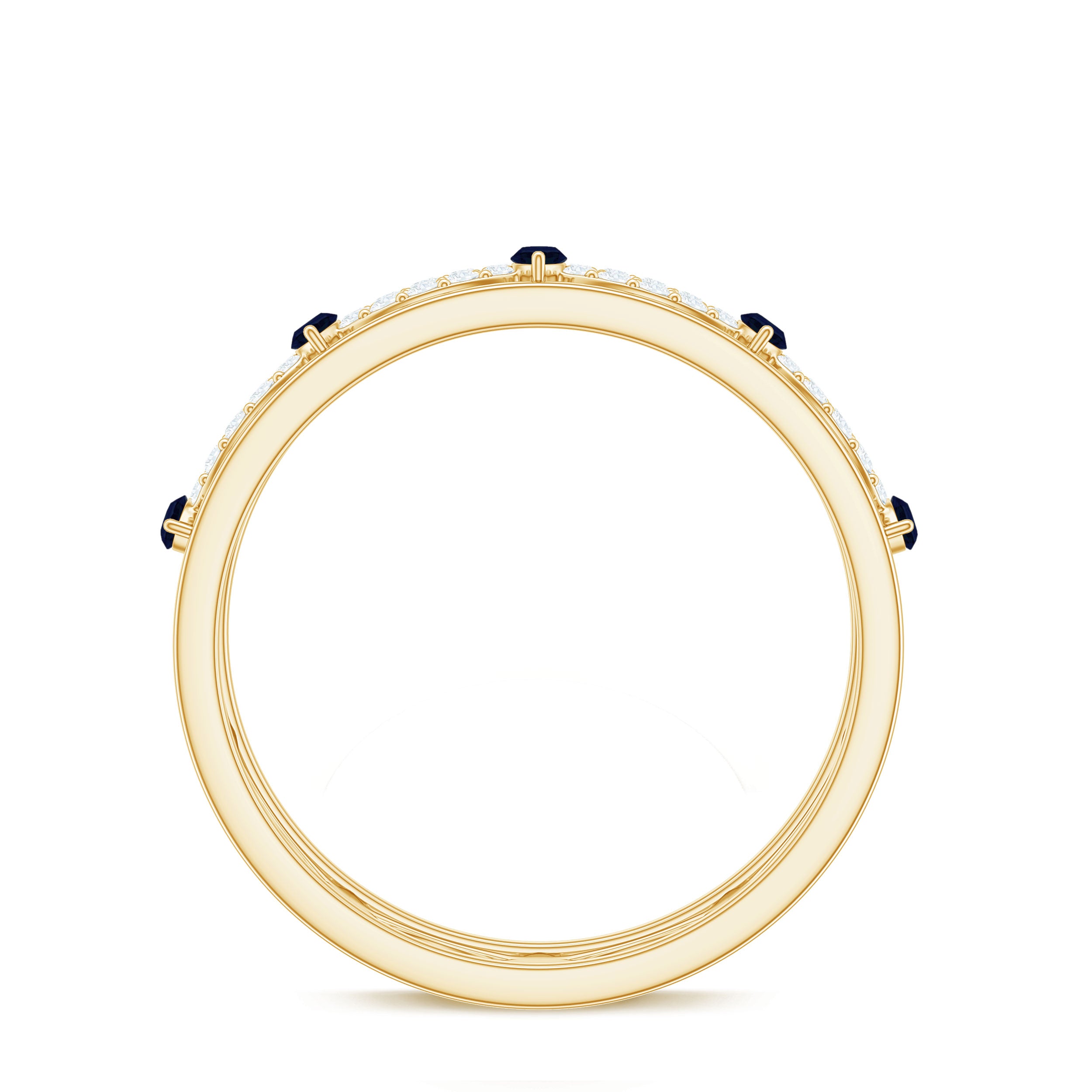 Natural Blue Sapphire Infinity Wedding Band with Diamond AAA - Rosec Jewels
