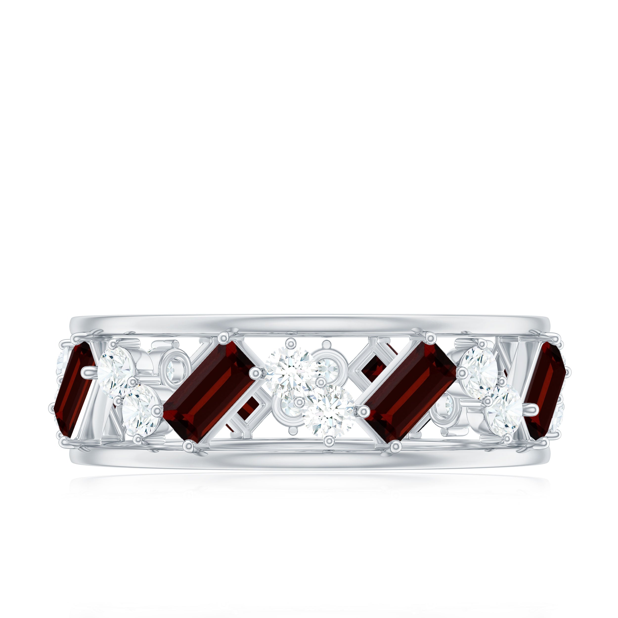 Rosec Jewels-Certified Real Garnet Diamond Wide Eternity Band