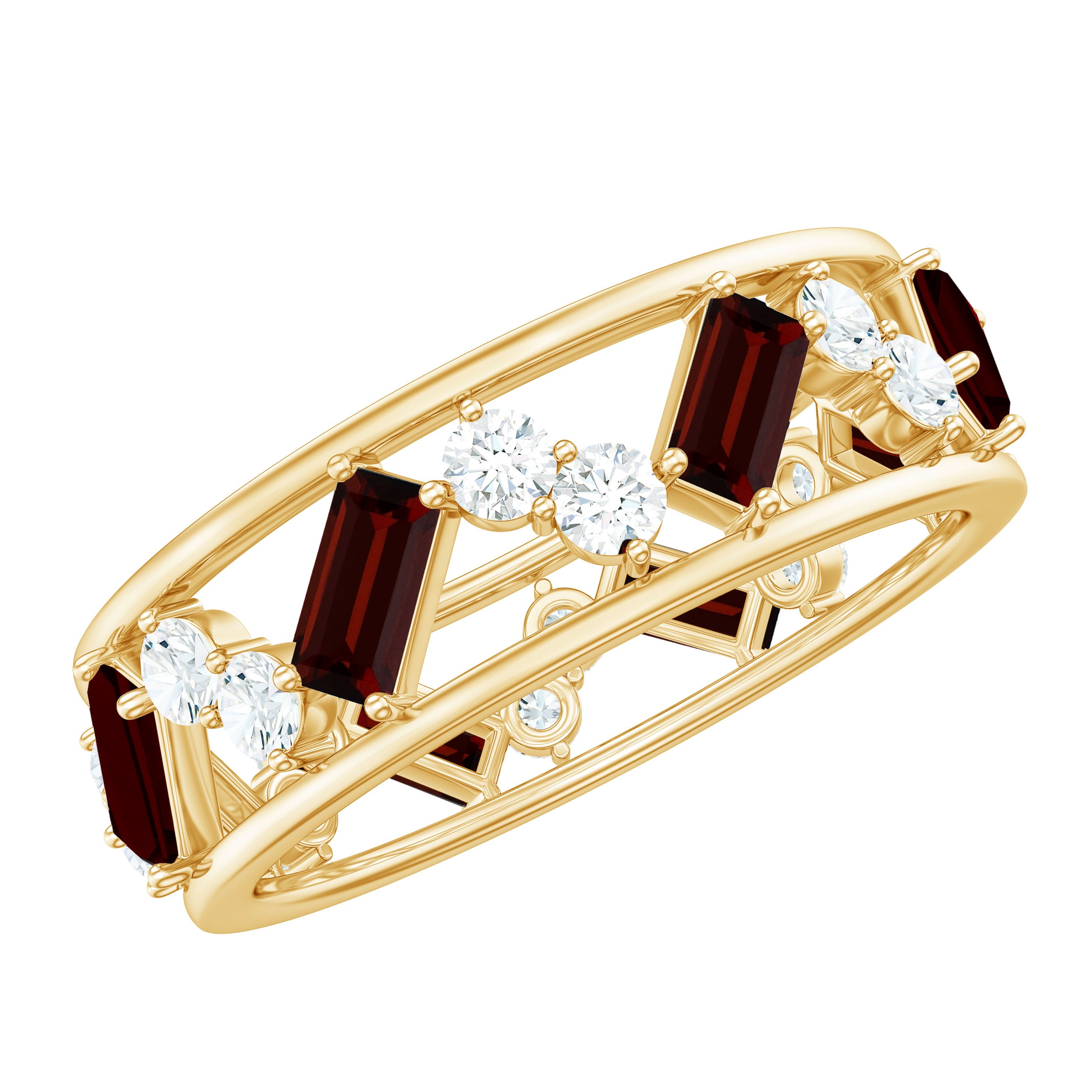Rosec Jewels-Certified Real Garnet Diamond Wide Eternity Band