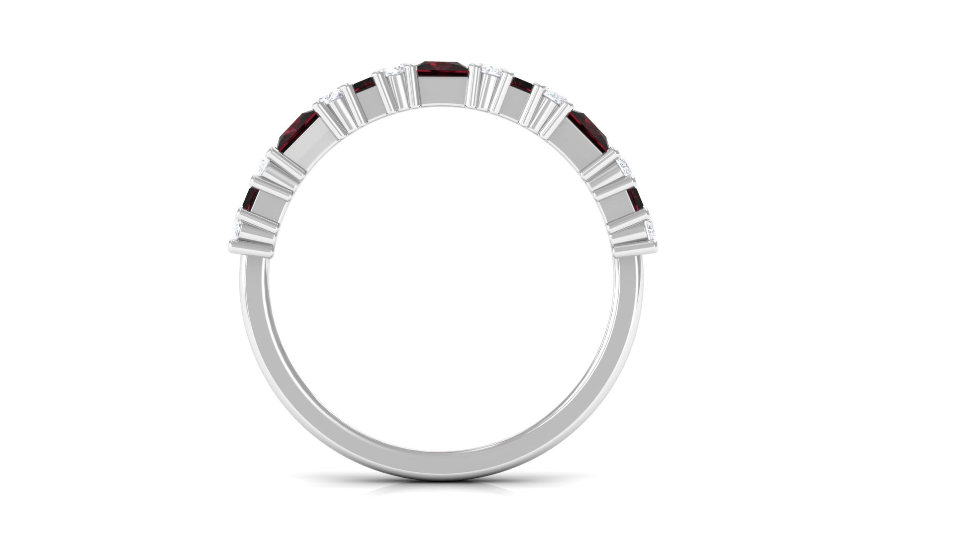 Rosec Jewels-Natural Red Garnet Half Eternity Ring with Diamond
